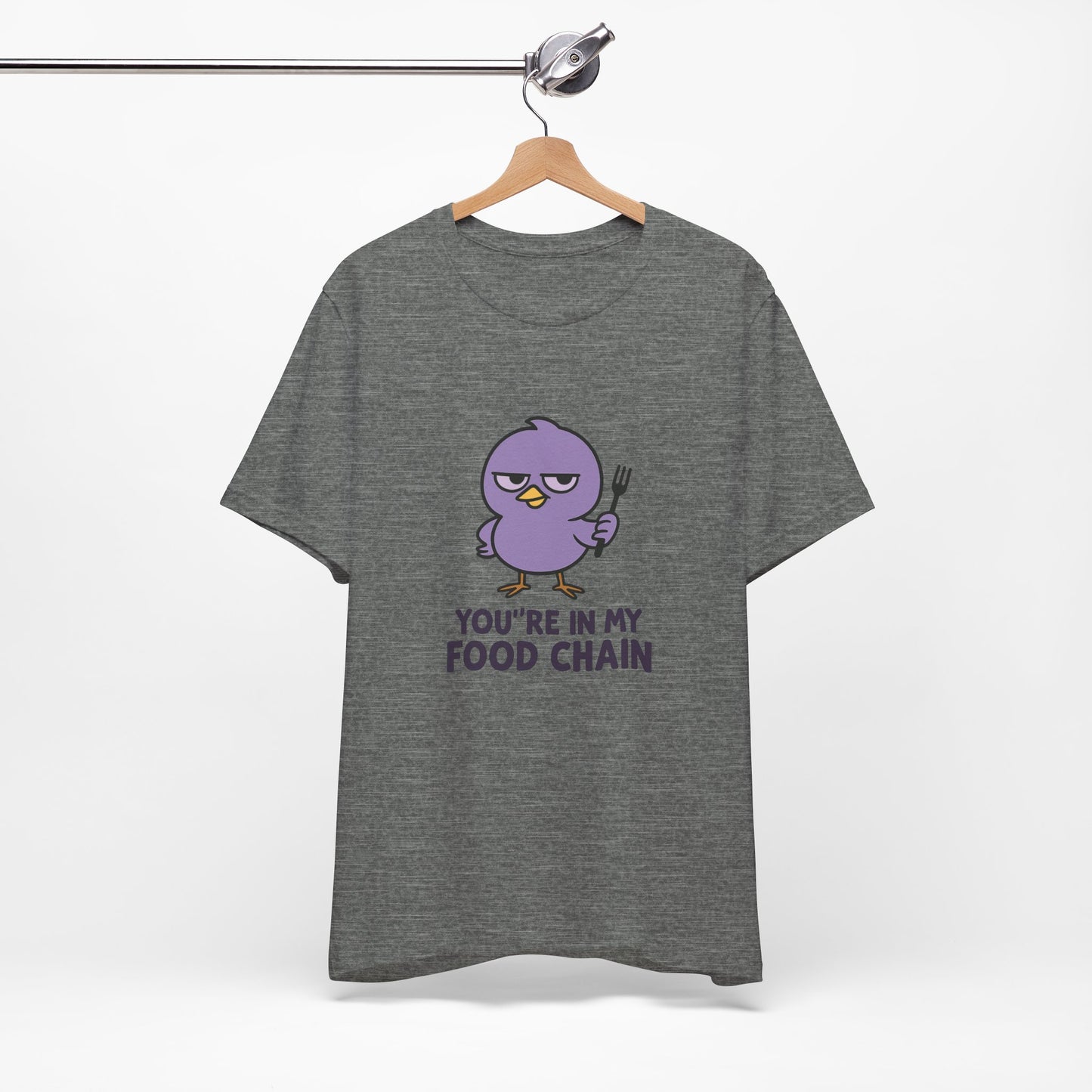 Funny Food Chain T-Shirt, Unisex Tee, Humorous Gift, Casual Wear, Bird Graphic Tee, Suitable for Birthdays, Comedy Enthusiasts
