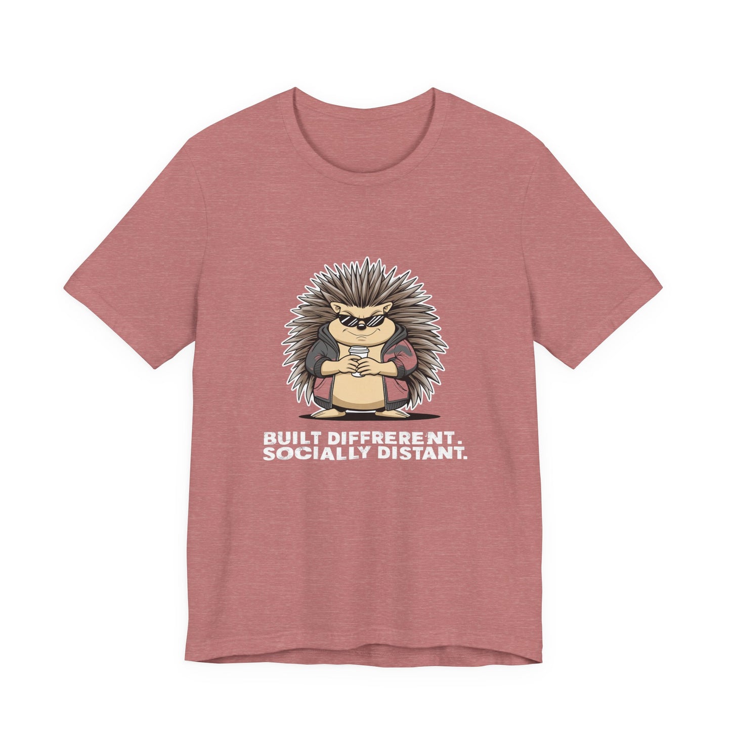 Quirky Socially Distant Tee, Graphic Tee, Casual Wear, Gift for Friends, Unisex T-Shirt, Hedgehog Humor Shirt