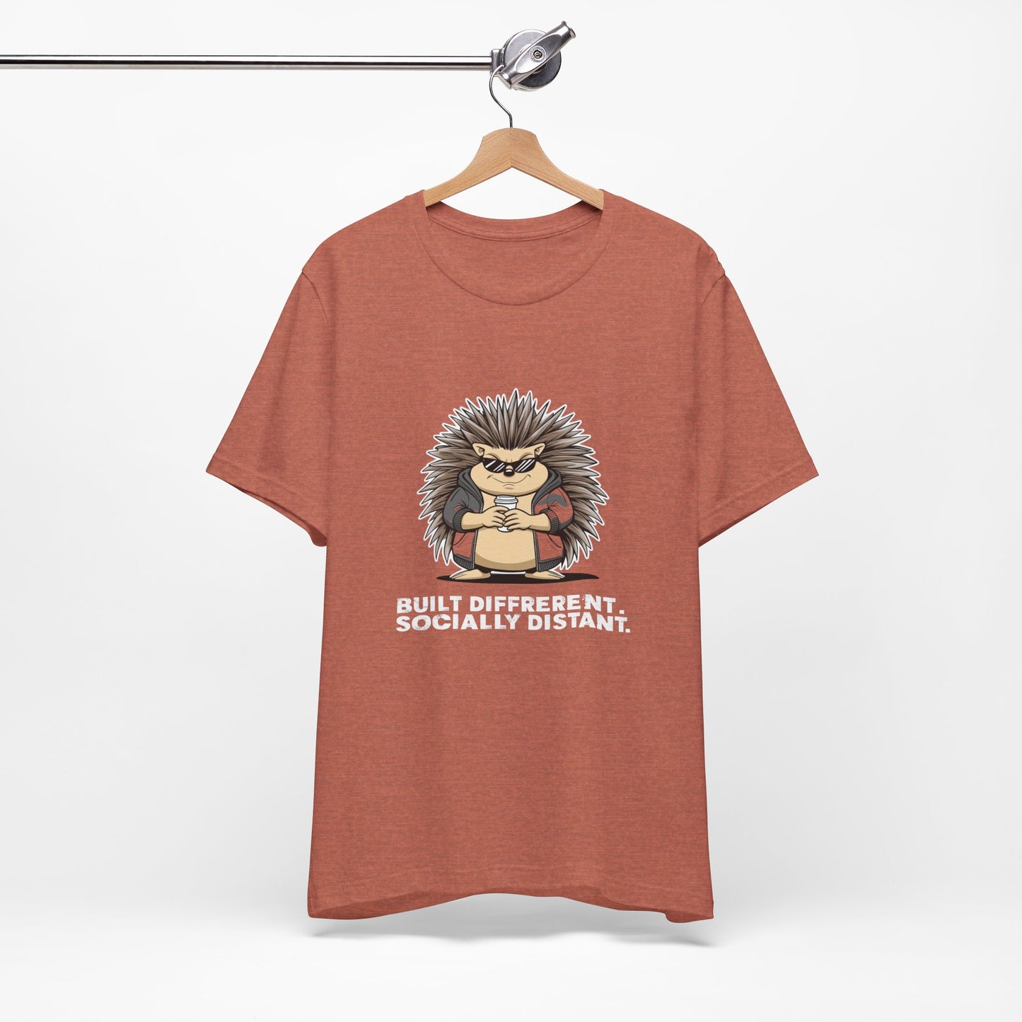 Quirky Socially Distant Tee, Graphic Tee, Casual Wear, Gift for Friends, Unisex T-Shirt, Hedgehog Humor Shirt