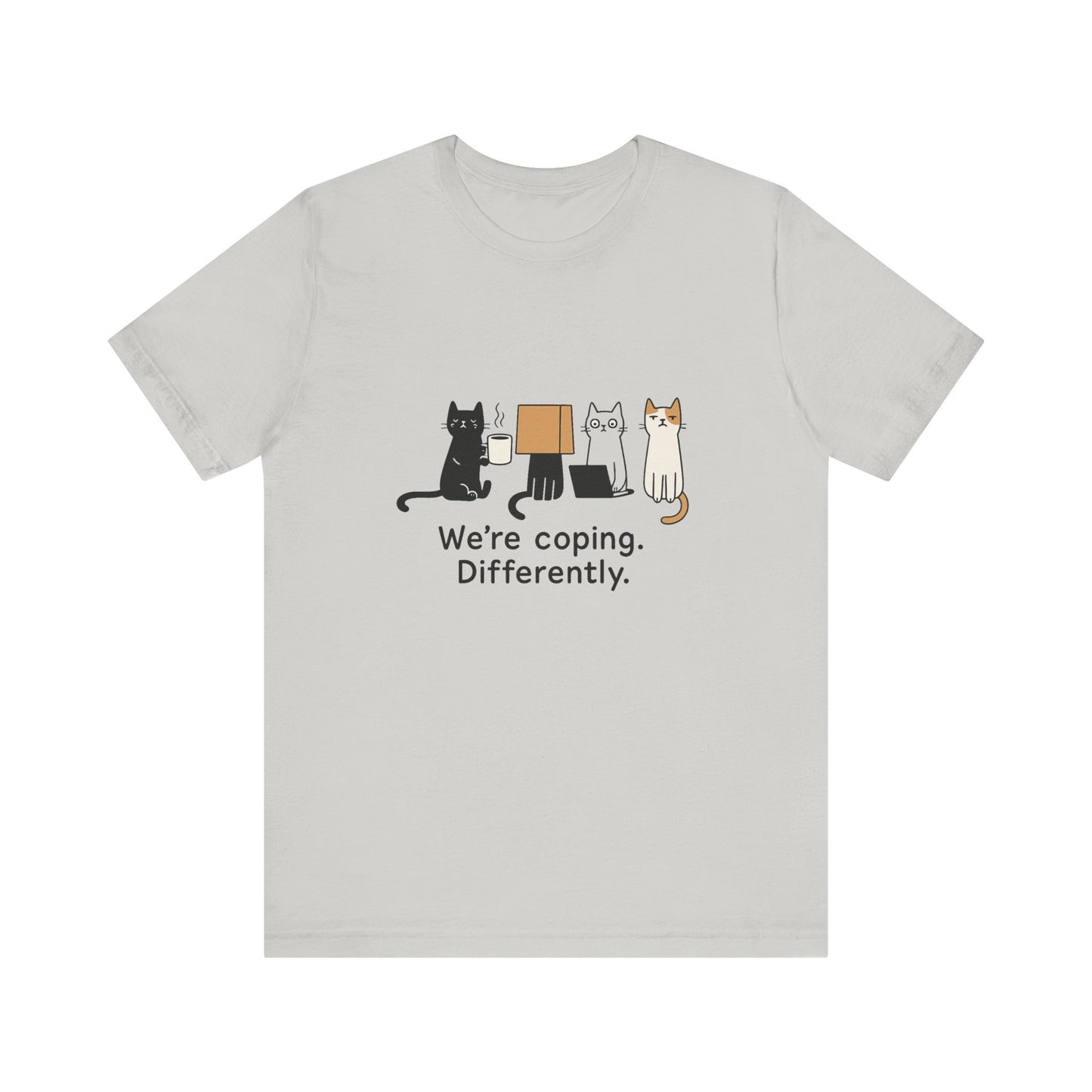 Coping Cat Tee, Unisex T-Shirt, Funny Cat Lover Gift, Unique Pet Owners Shirt, Gift for Cat Enthusiasts