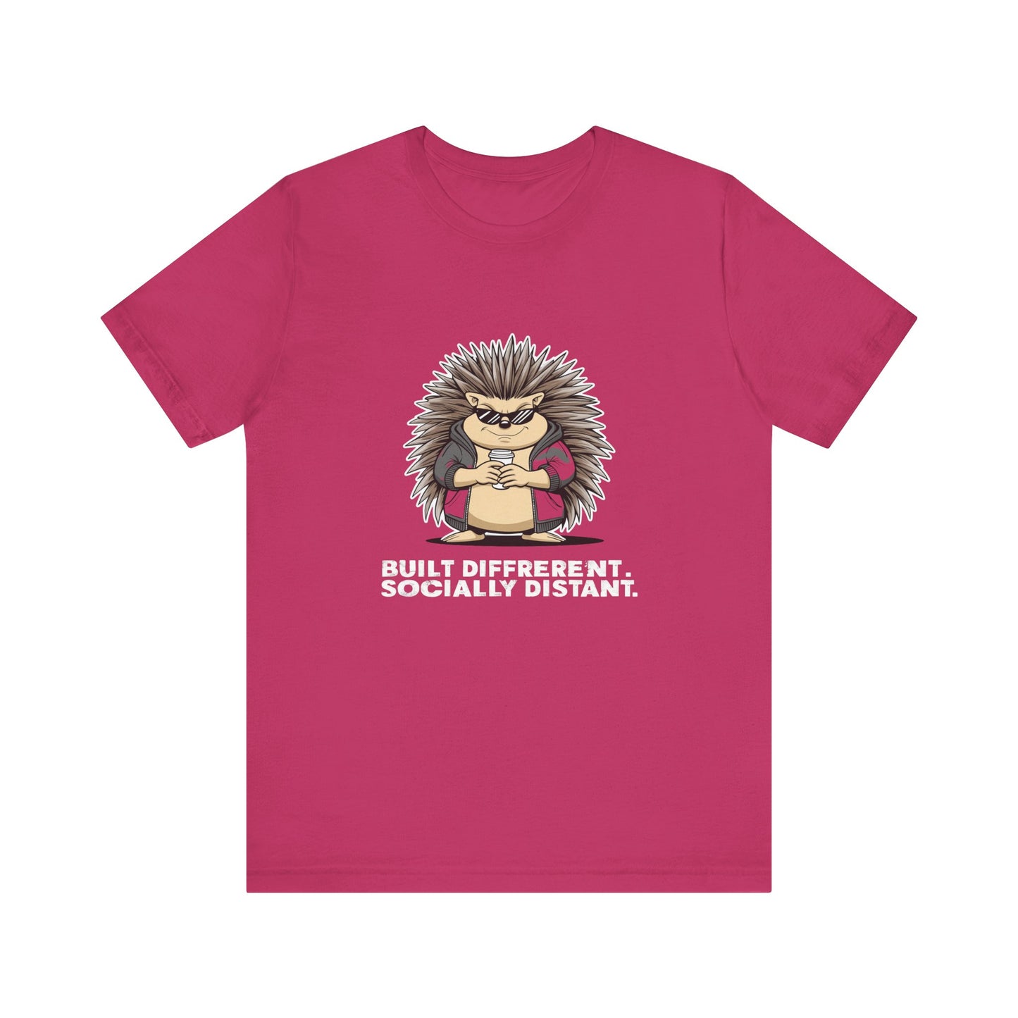 Quirky Socially Distant Tee, Graphic Tee, Casual Wear, Gift for Friends, Unisex T-Shirt, Hedgehog Humor Shirt