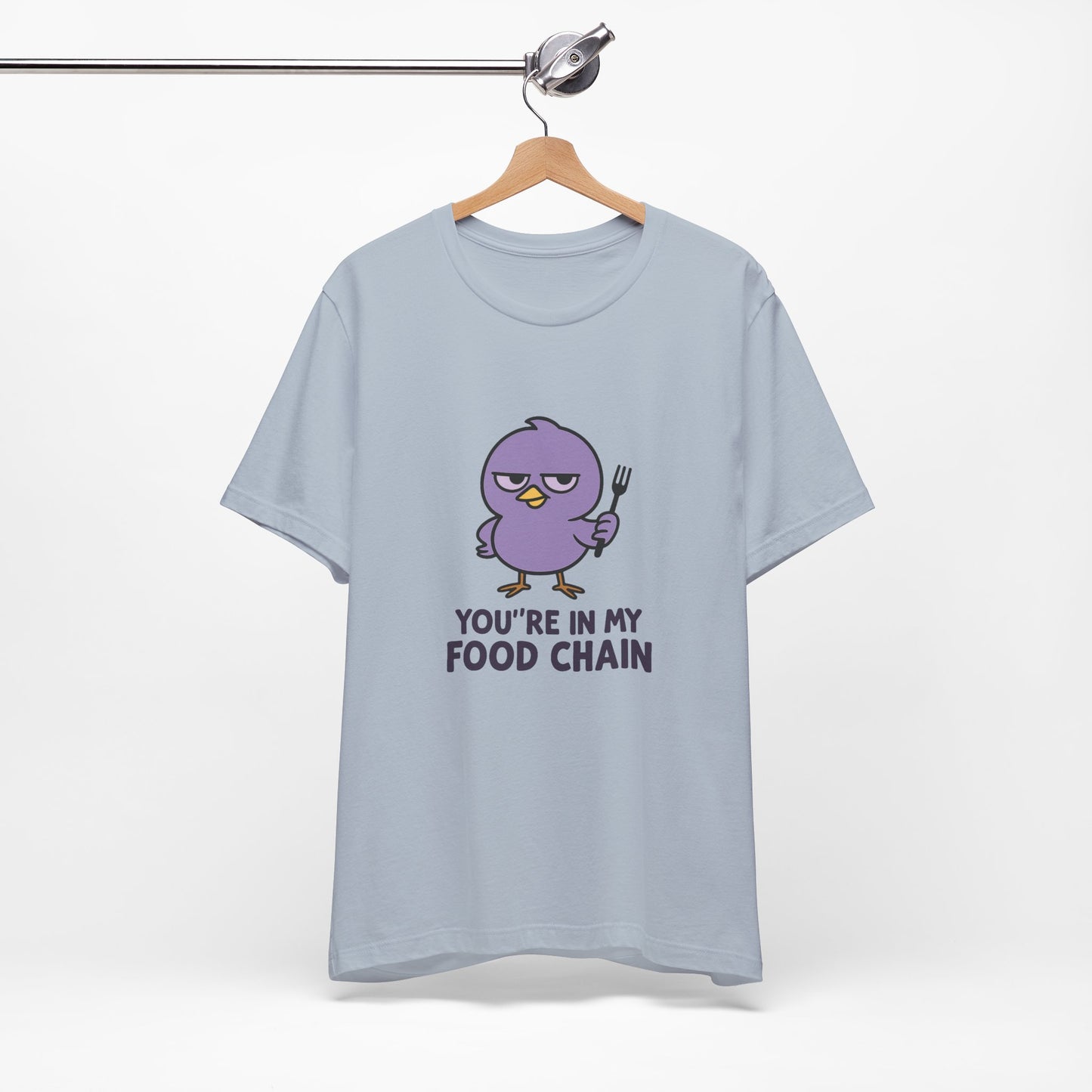 Funny Food Chain T-Shirt, Unisex Tee, Humorous Gift, Casual Wear, Bird Graphic Tee, Suitable for Birthdays, Comedy Enthusiasts