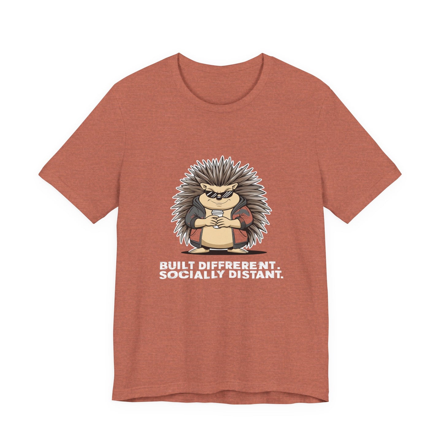 Quirky Socially Distant Tee, Graphic Tee, Casual Wear, Gift for Friends, Unisex T-Shirt, Hedgehog Humor Shirt