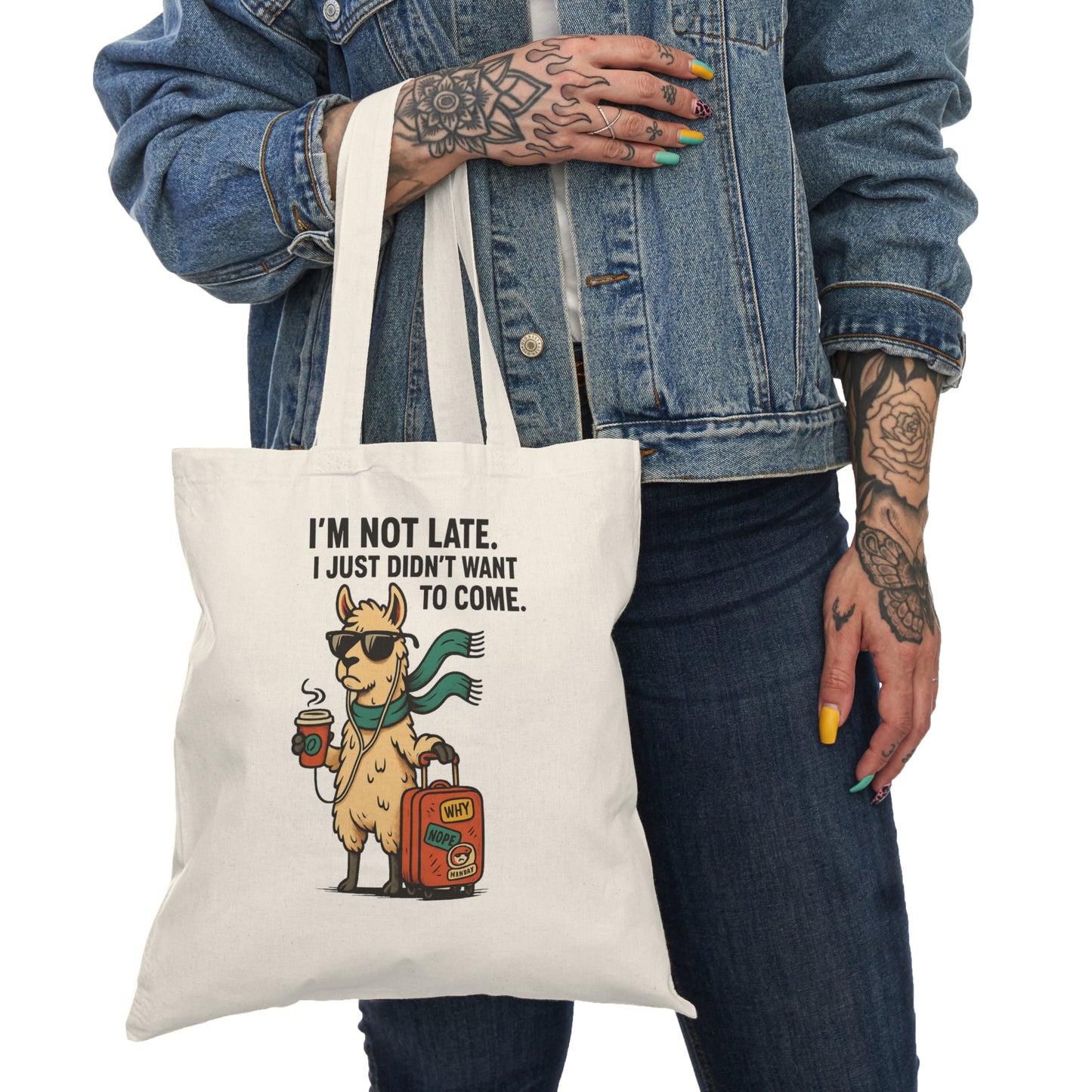 Funny Llama Tote Bag | Eco-Friendly Shopping Bag, Gift for Travelers, Unique Grocery Bag, Cute Animal Print, Humorous Beach Tote