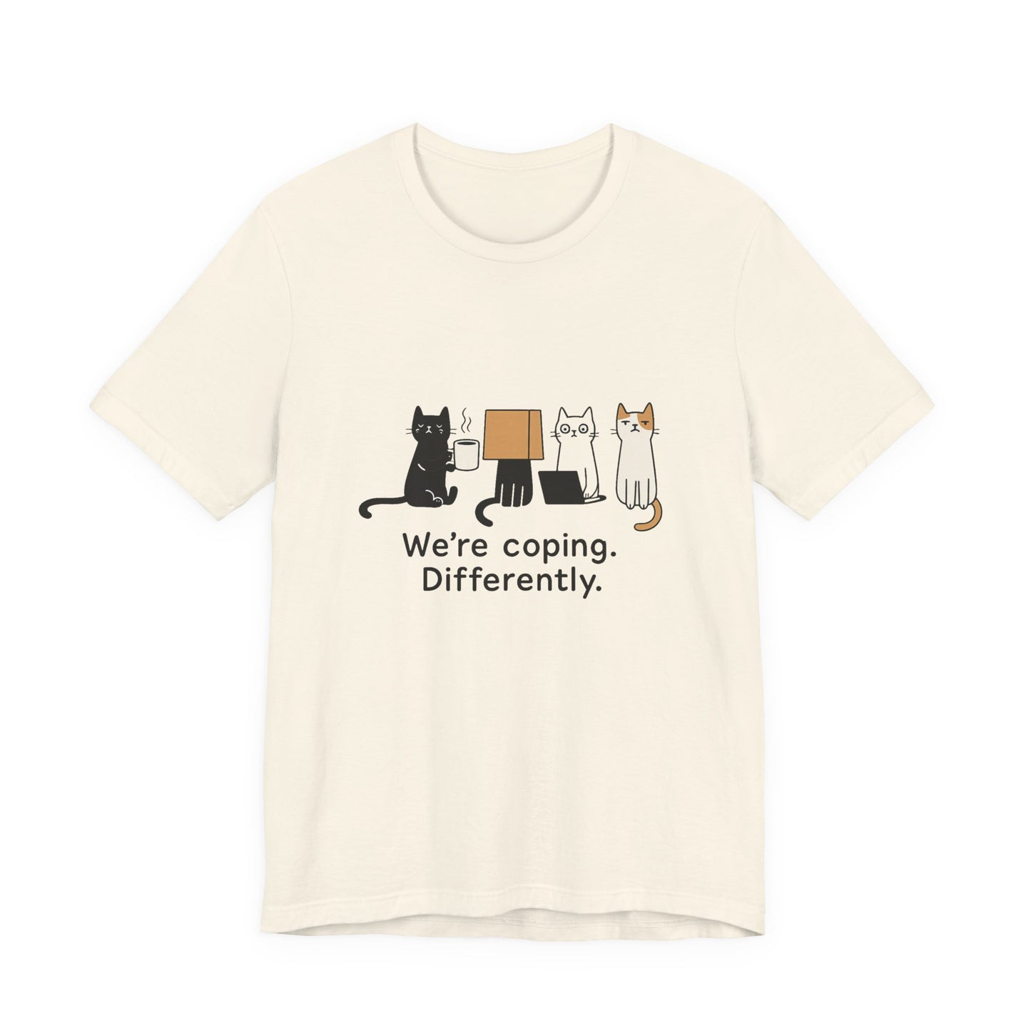 Coping Cat Tee, Unisex T-Shirt, Funny Cat Lover Gift, Unique Pet Owners Shirt, Gift for Cat Enthusiasts