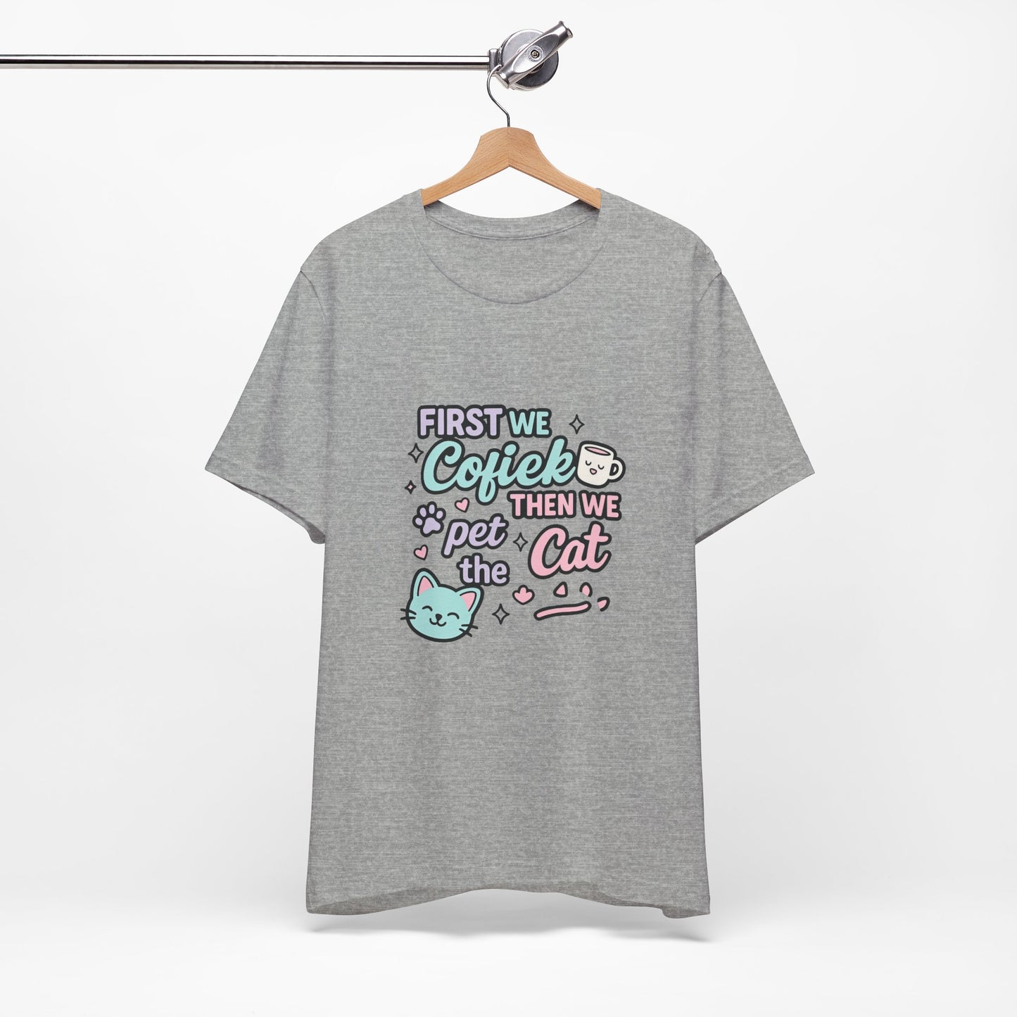 Cute Cat Lover Tee, Coffee Shirt, Pet Lover Gift, Animal Shirt, Cat Lover Apparel, Unisex T-Shirt