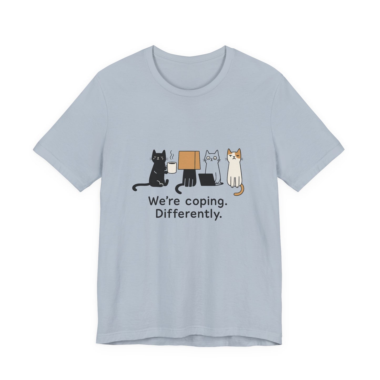 Coping Cat Tee, Unisex T-Shirt, Funny Cat Lover Gift, Unique Pet Owners Shirt, Gift for Cat Enthusiasts