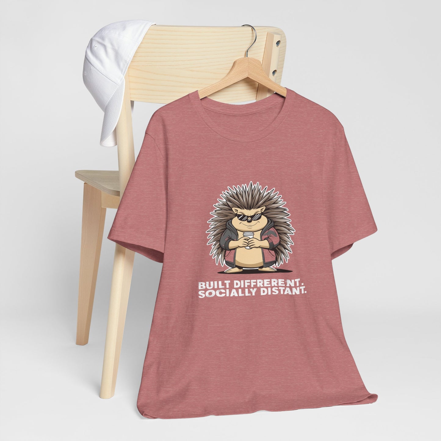 Quirky Socially Distant Tee, Graphic Tee, Casual Wear, Gift for Friends, Unisex T-Shirt, Hedgehog Humor Shirt