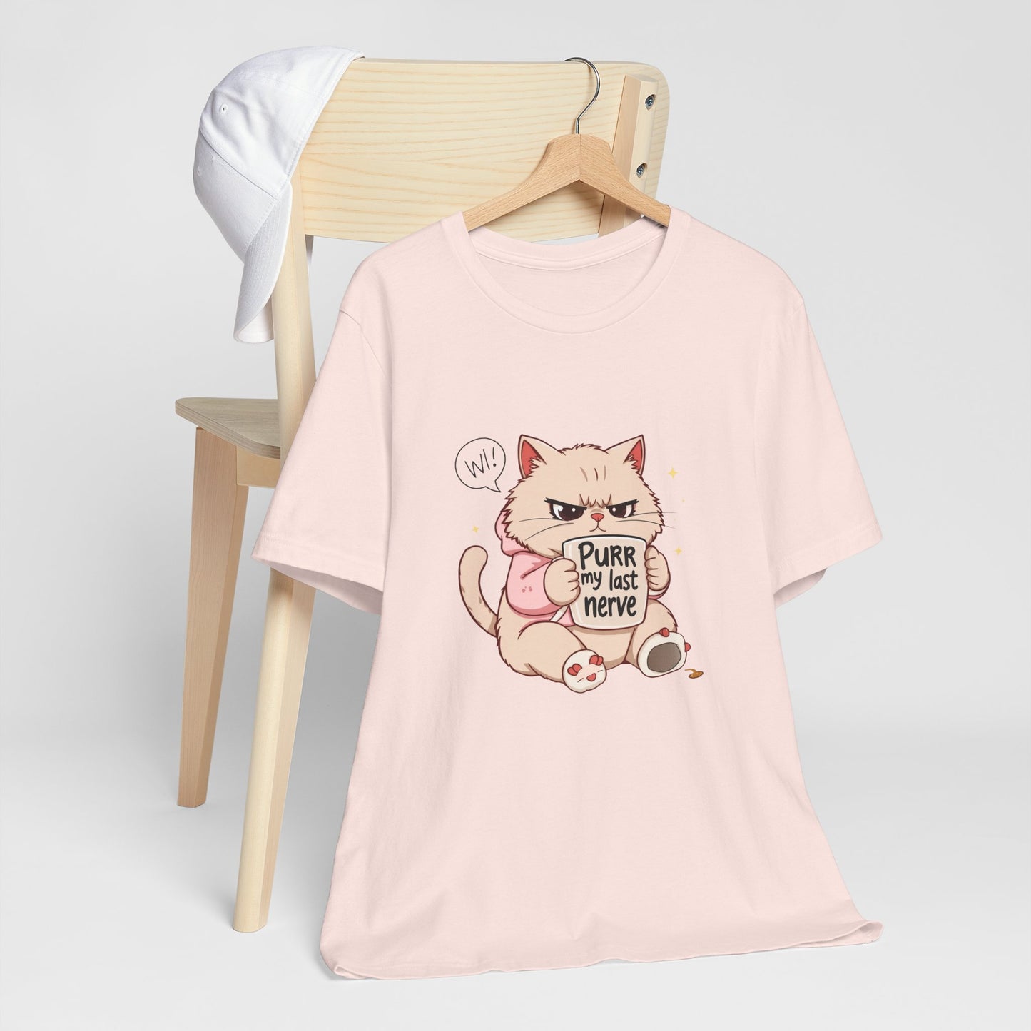 Funny Cat Tee - "Purr My Last Nerve" Unisex Jersey T-Shirt, Cute Animal Shirt, Gift for Cat Lovers, Birthday Gift, Humor Apparel