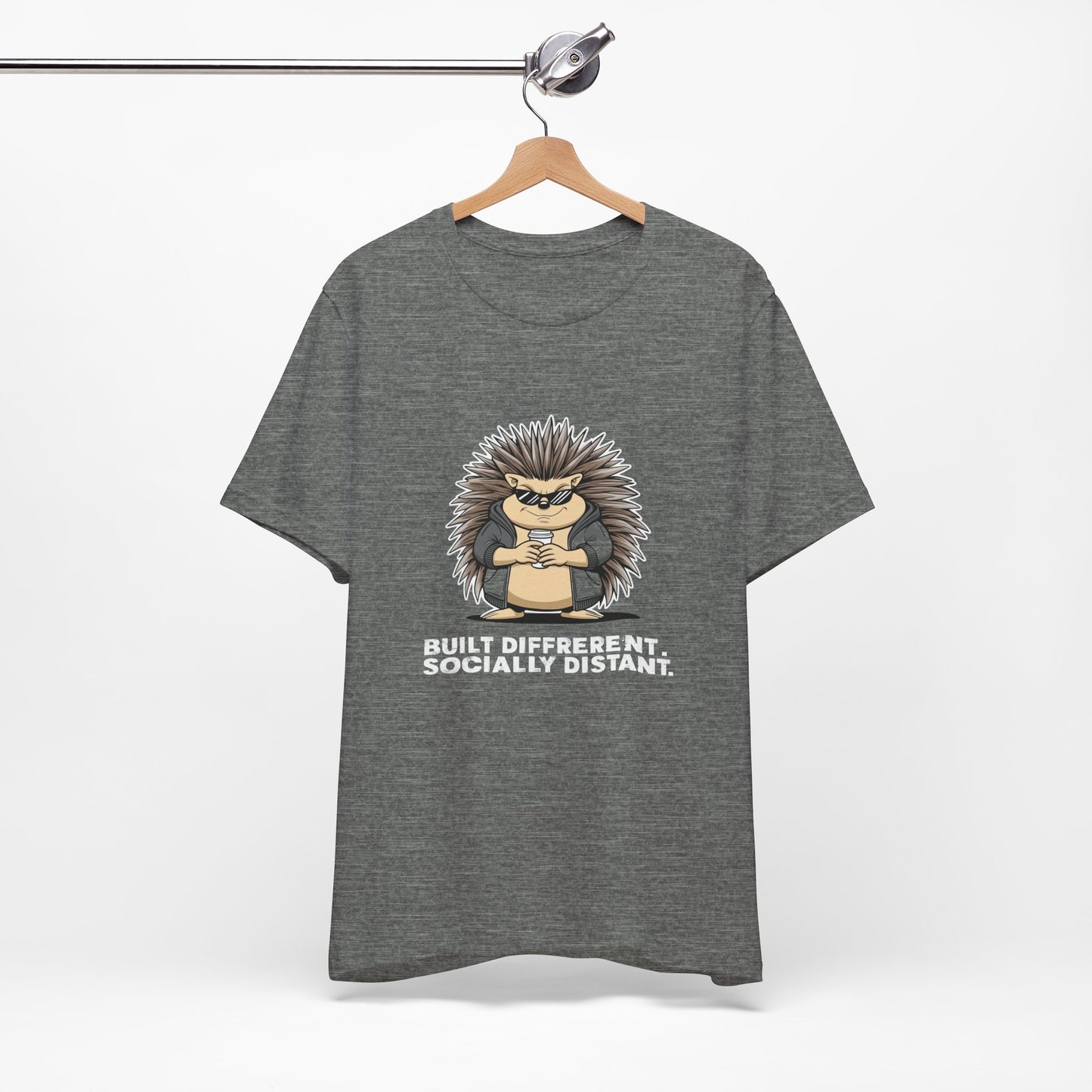 Quirky Socially Distant Tee, Graphic Tee, Casual Wear, Gift for Friends, Unisex T-Shirt, Hedgehog Humor Shirt
