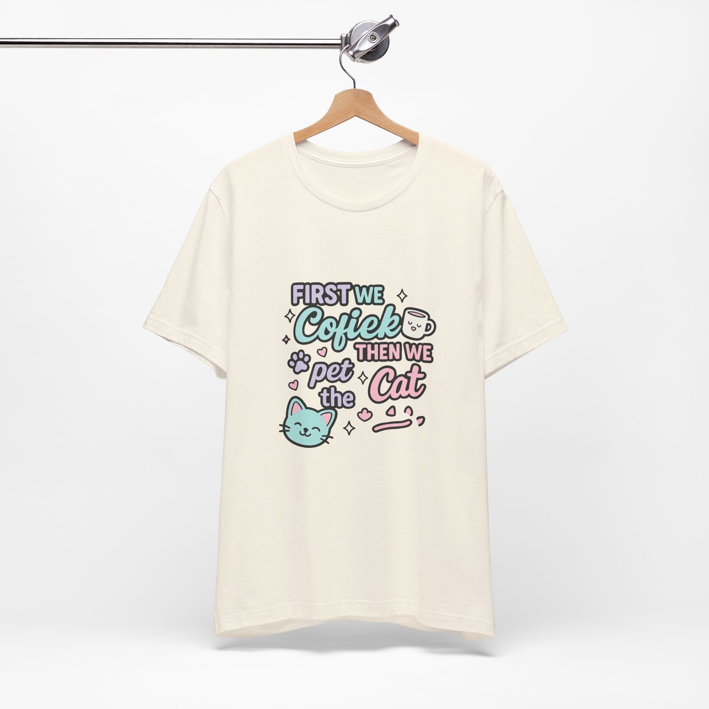 Cute Cat Lover Tee, Coffee Shirt, Pet Lover Gift, Animal Shirt, Cat Lover Apparel, Unisex T-Shirt