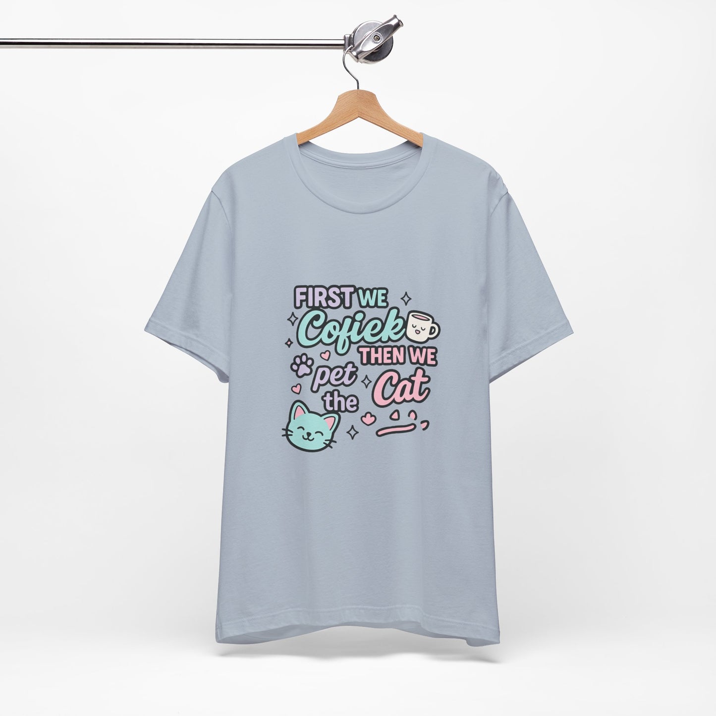 Cute Cat Lover Tee, Coffee Shirt, Pet Lover Gift, Animal Shirt, Cat Lover Apparel, Unisex T-Shirt