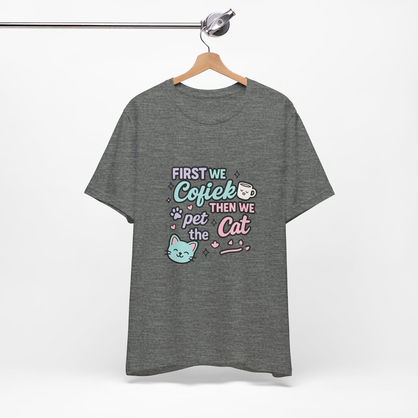 Cute Cat Lover Tee, Coffee Shirt, Pet Lover Gift, Animal Shirt, Cat Lover Apparel, Unisex T-Shirt