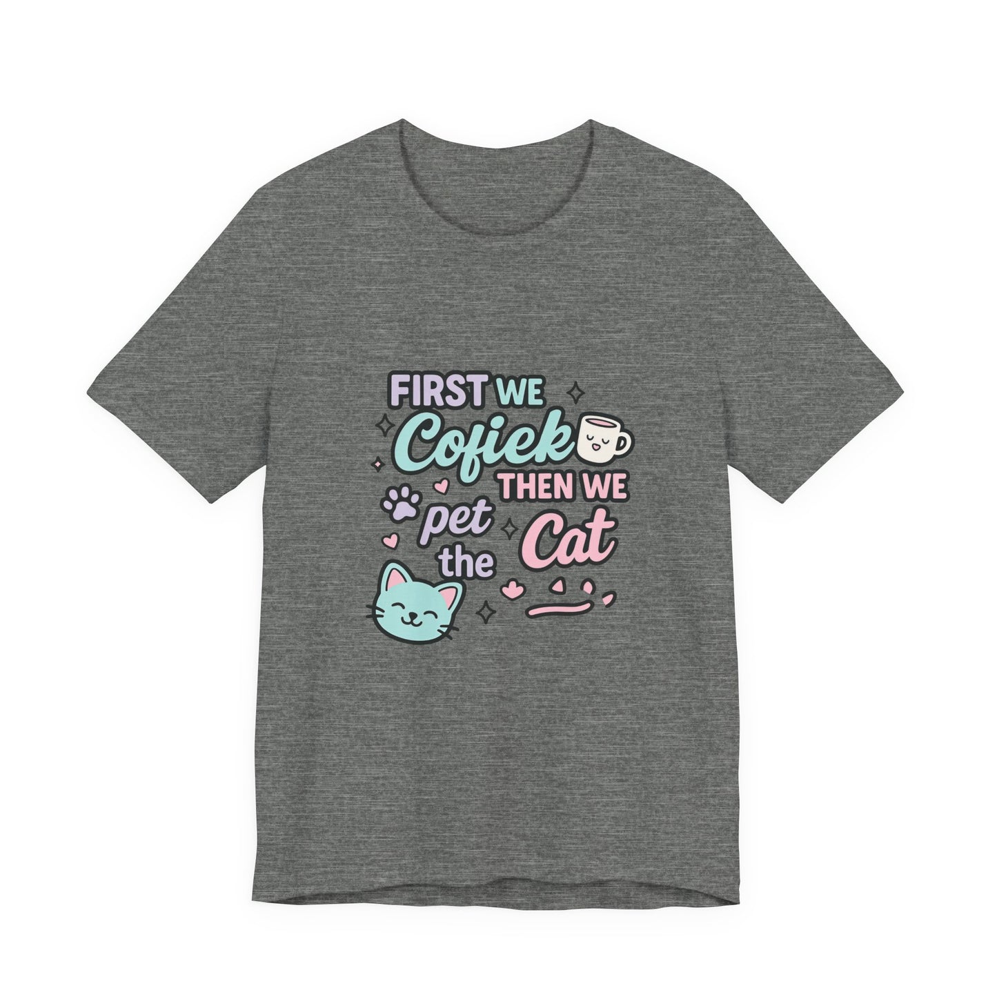Cute Cat Lover Tee, Coffee Shirt, Pet Lover Gift, Animal Shirt, Cat Lover Apparel, Unisex T-Shirt