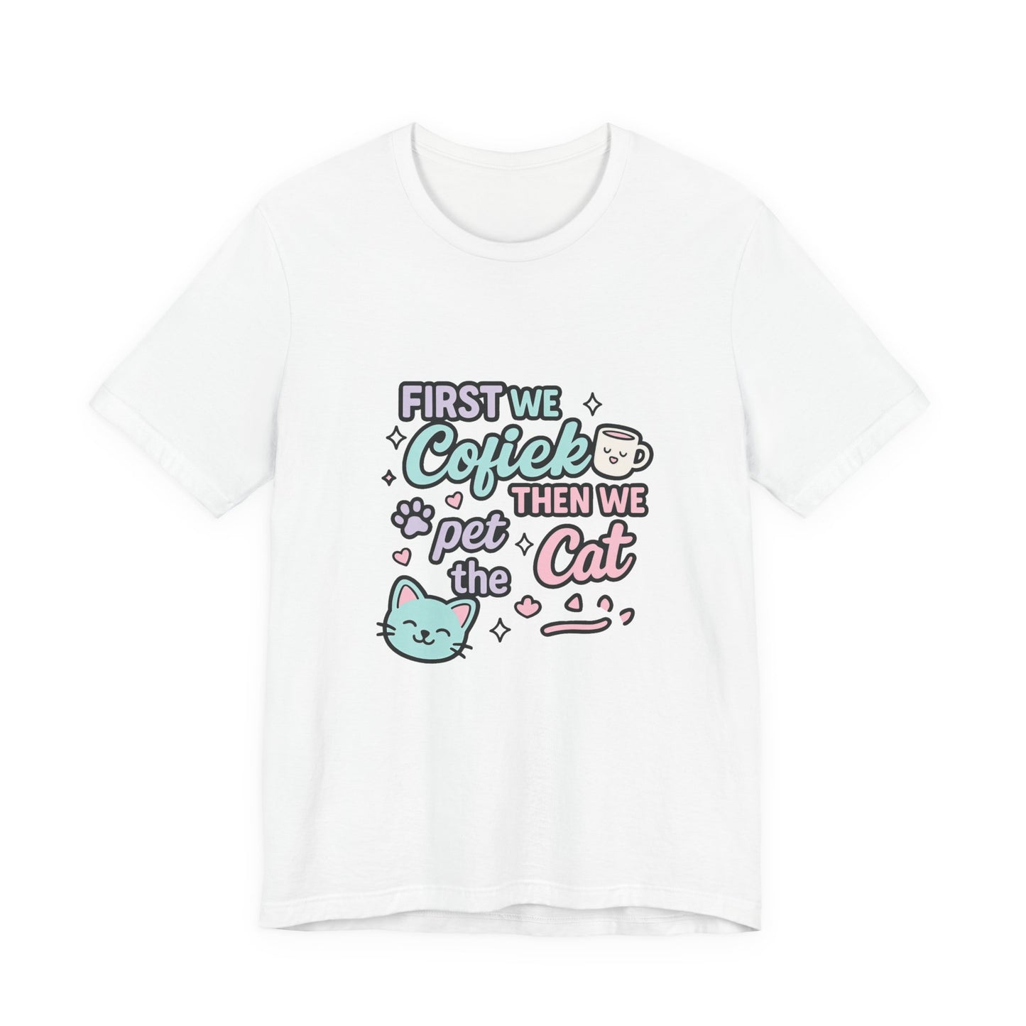 Cute Cat Lover Tee, Coffee Shirt, Pet Lover Gift, Animal Shirt, Cat Lover Apparel, Unisex T-Shirt