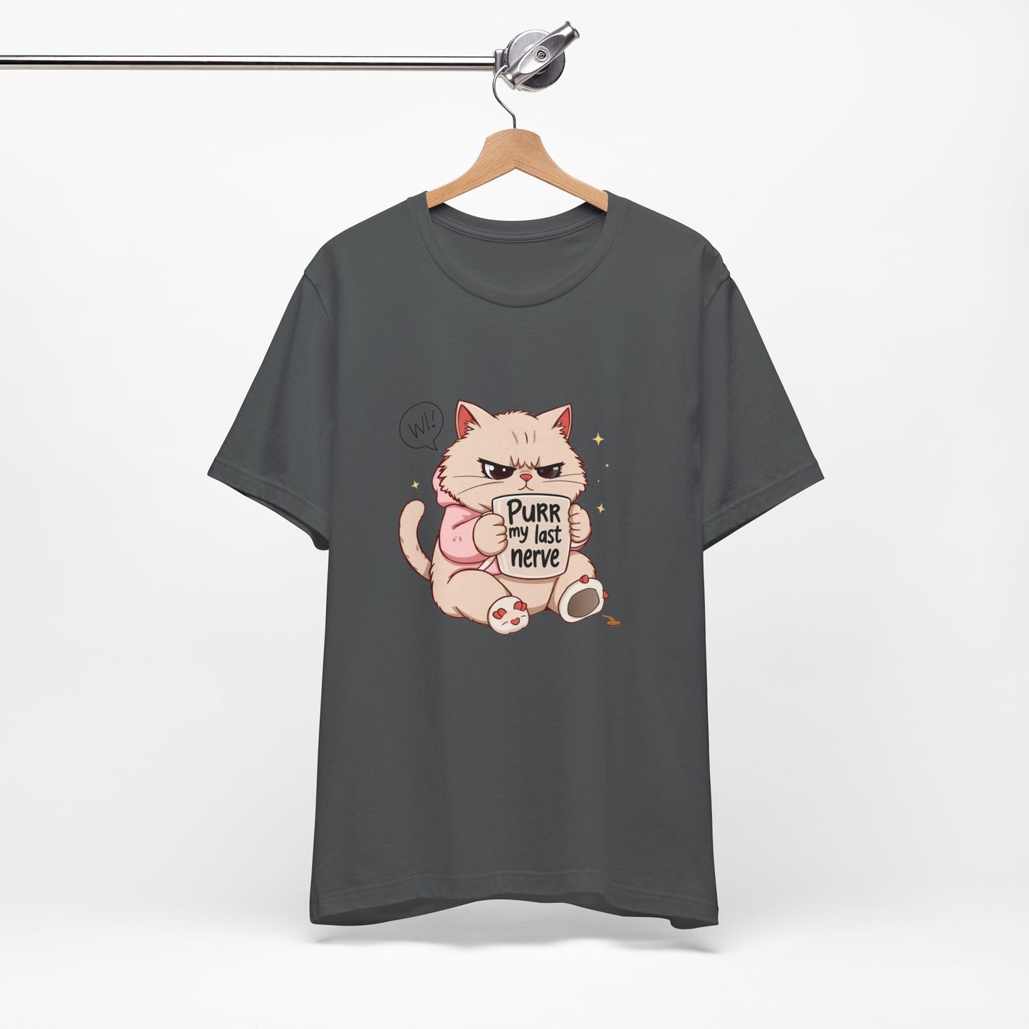 Funny Cat Tee - "Purr My Last Nerve" Unisex Jersey T-Shirt, Cute Animal Shirt, Gift for Cat Lovers, Birthday Gift, Humor Apparel