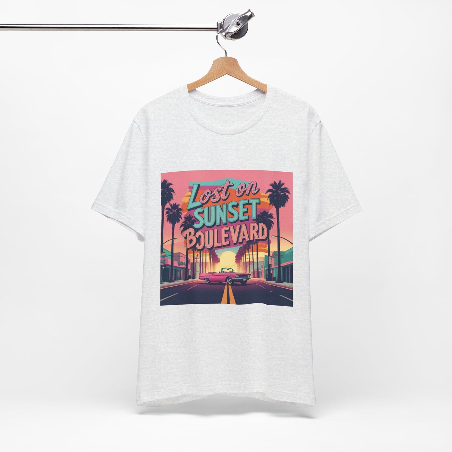 Retro Sunset Boulevard Tee - Unisex Jersey Short Sleeve T-Shirt, Vintage Vibe, Perfect for Summer, Road Trip Gift, Casual Wear, Beach Days