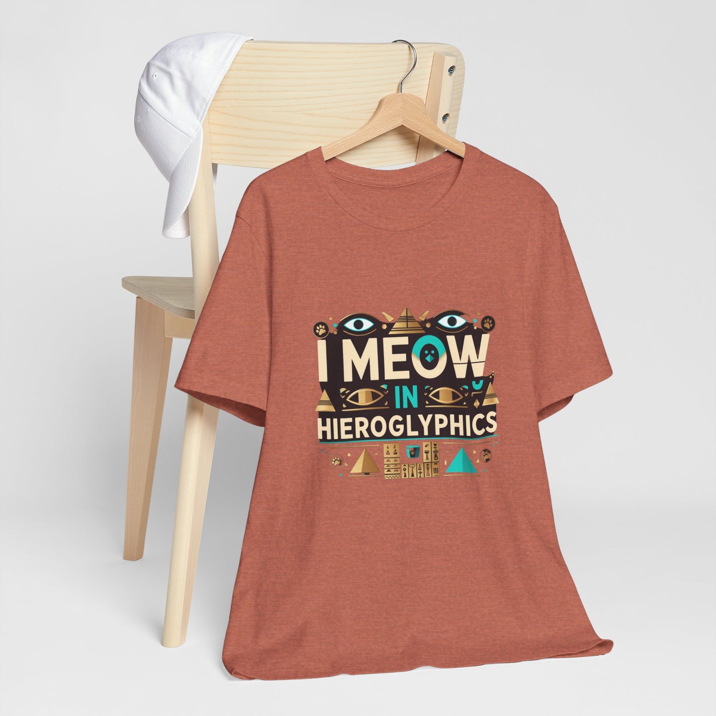 Egyptian Cat Humor Tee - I Meow in Hieroglyphics, Funny Apparel for Cat Lovers, Gift for Pet Owners, Cute Shirt, Animal T-Shirt