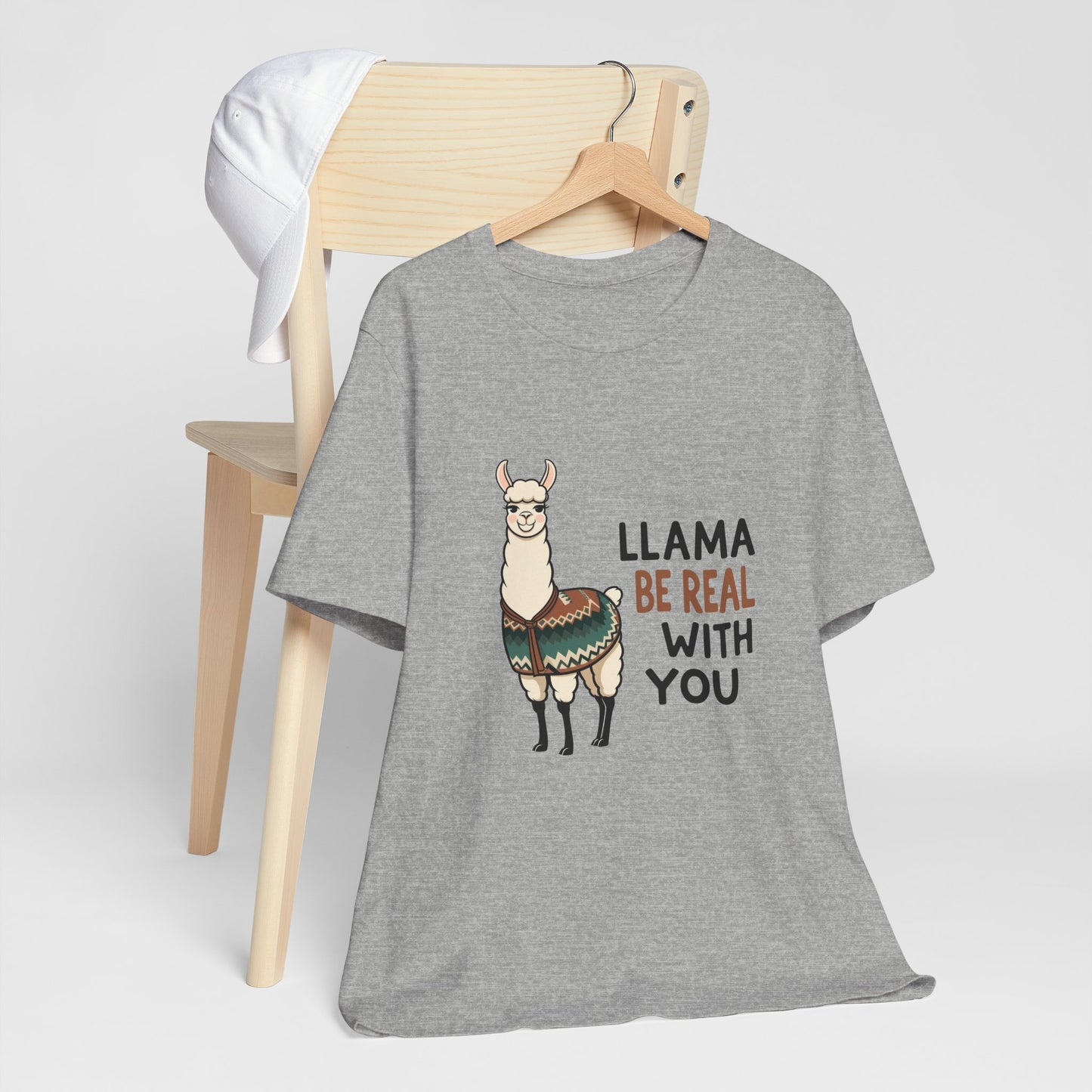 Llama Graphic Tee - Be Real With You - Cute Animal T-Shirt, Funny Shirt for Animal Lovers, Ideal Gift for Friends, Casual Wear