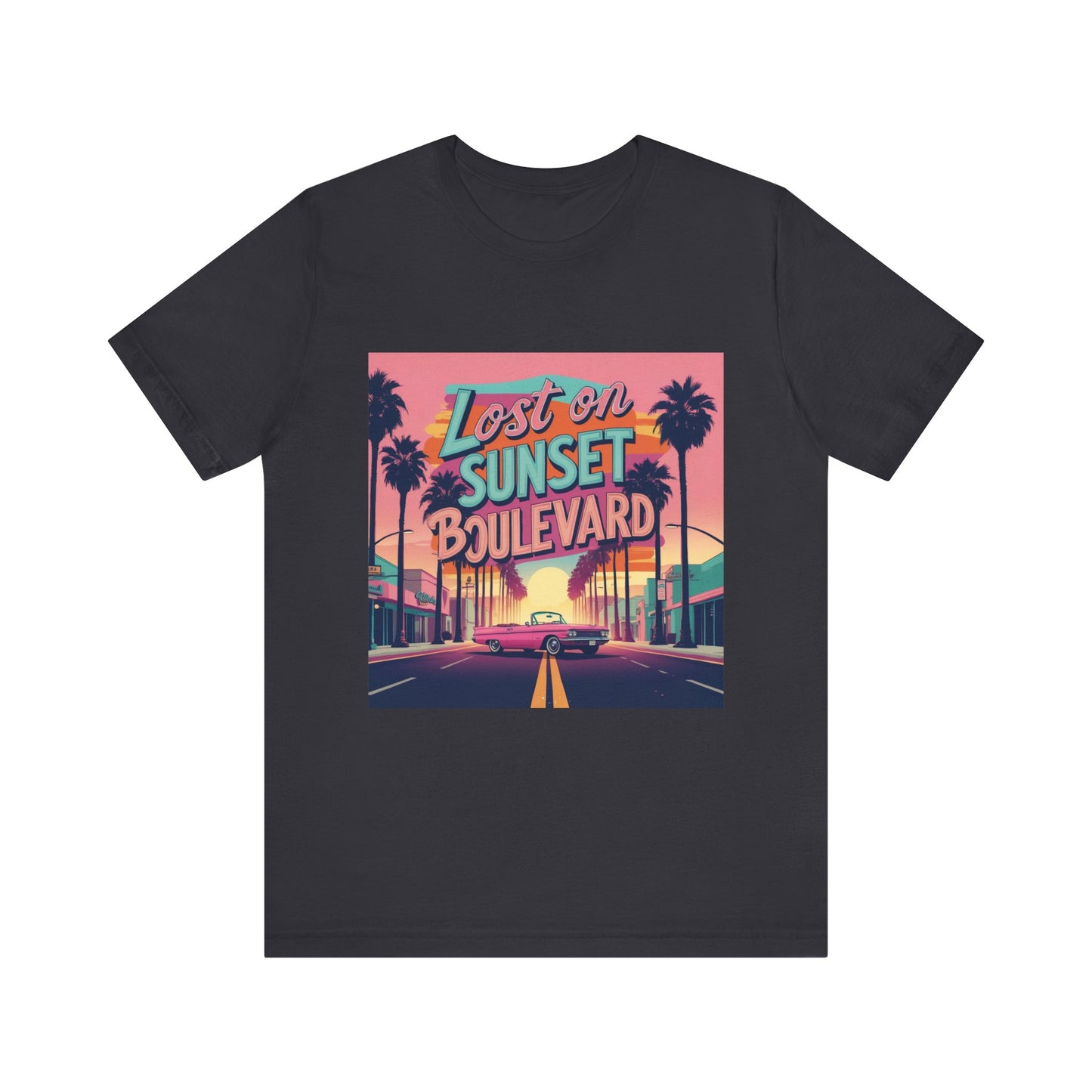 Retro Sunset Boulevard Tee - Unisex Jersey Short Sleeve T-Shirt, Vintage Vibe, Perfect for Summer, Road Trip Gift, Casual Wear, Beach Days