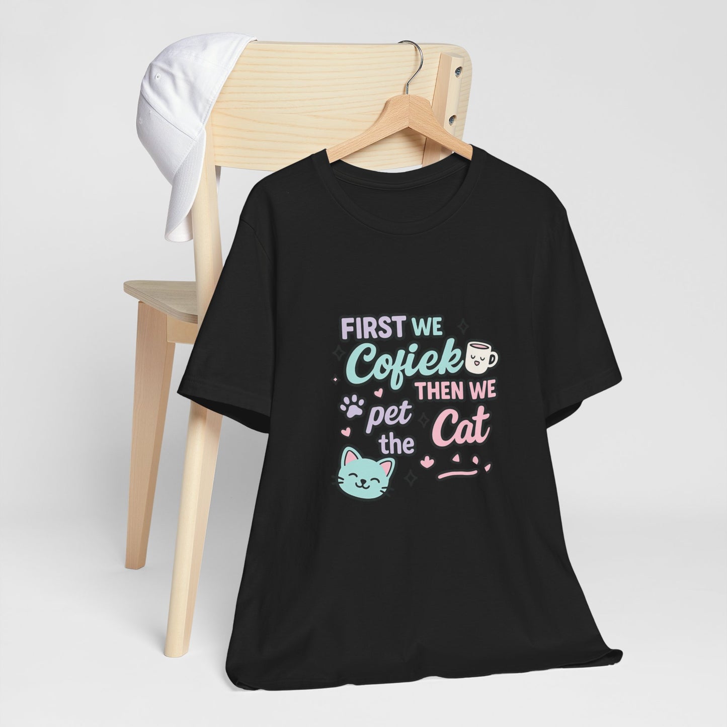 Cute Cat Lover Tee, Coffee Shirt, Pet Lover Gift, Animal Shirt, Cat Lover Apparel, Unisex T-Shirt