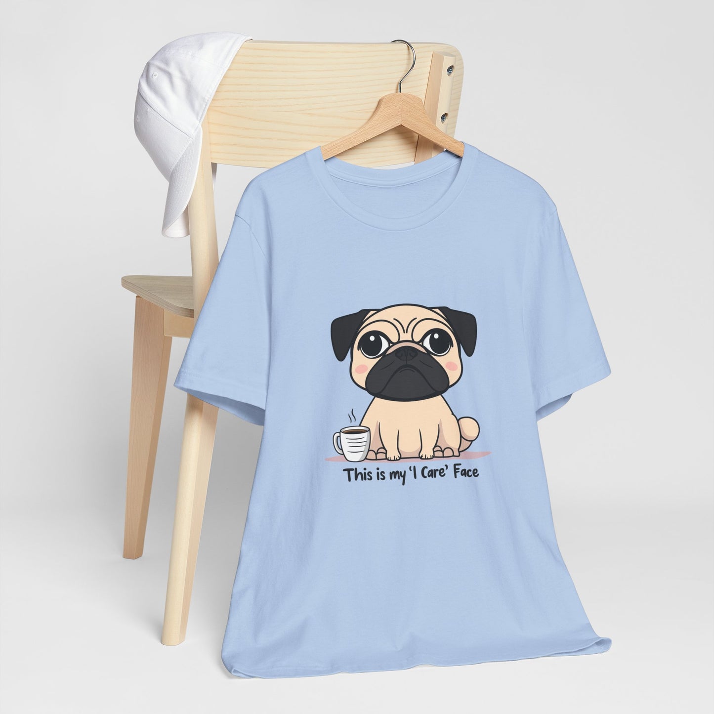 Cute Pug Tee - This is my 'I Care' Face T-Shirt, Dog Lover Gift, Animal Lover Apparel, Funny Pet T-Shirt, Casual Everyday Wear