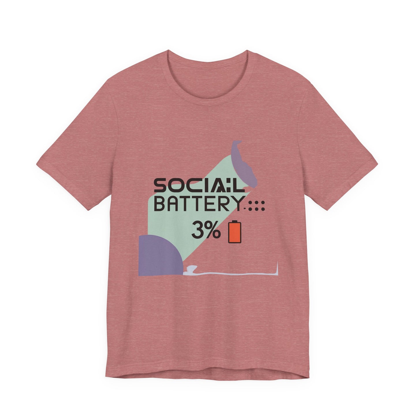 Social Battery 3% Unisex Tee, Perfect Gift for Friends, Casual Style, Graphic Tee, Party Wear, Social Media Lover Shirt