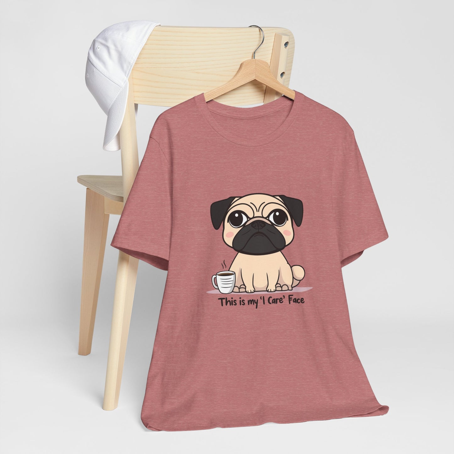 Cute Pug Tee - This is my 'I Care' Face T-Shirt, Dog Lover Gift, Animal Lover Apparel, Funny Pet T-Shirt, Casual Everyday Wear