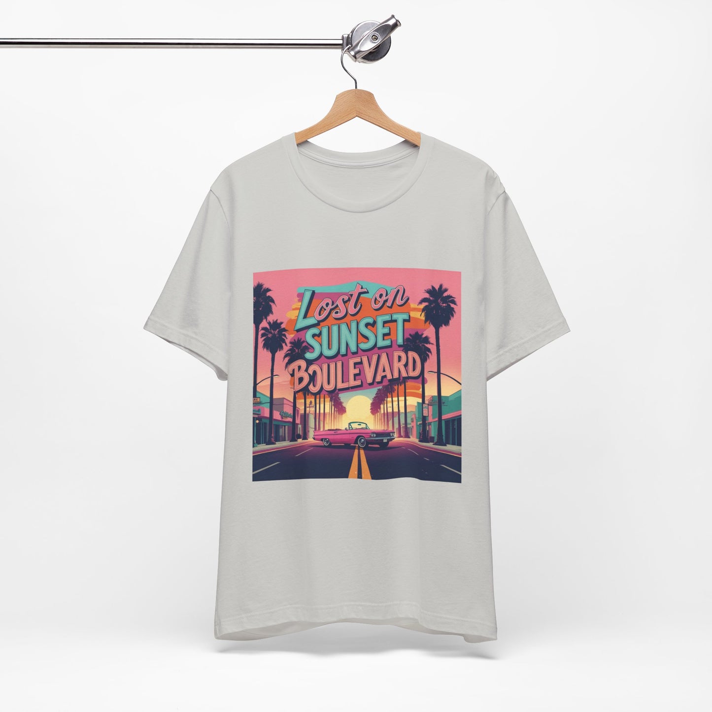 Retro Sunset Boulevard Tee - Unisex Jersey Short Sleeve T-Shirt, Vintage Vibe, Perfect for Summer, Road Trip Gift, Casual Wear, Beach Days