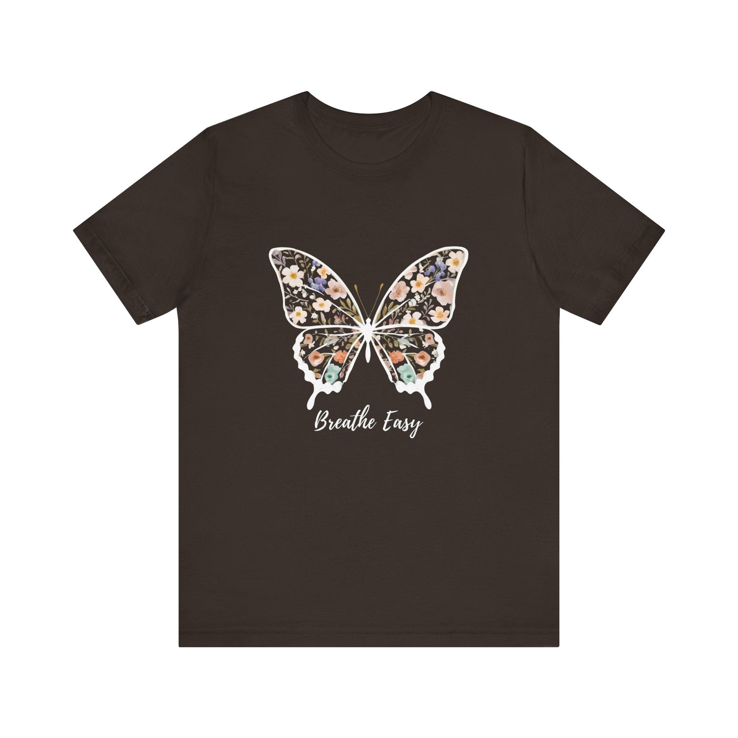 Floral Butterfly 'Breathe Easy' Tee - Relaxed Fit Unisex T-Shirt, Gift for Nature Lovers, Inspirational Shirt, Casual Wear, Summer Top