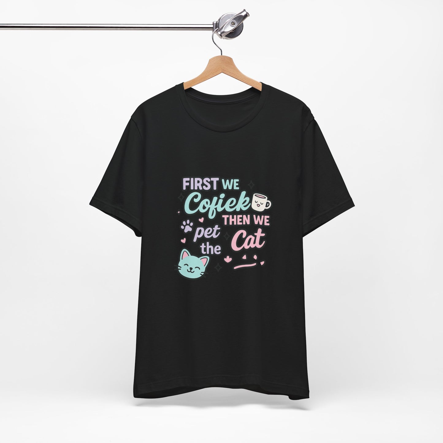 Cute Cat Lover Tee, Coffee Shirt, Pet Lover Gift, Animal Shirt, Cat Lover Apparel, Unisex T-Shirt