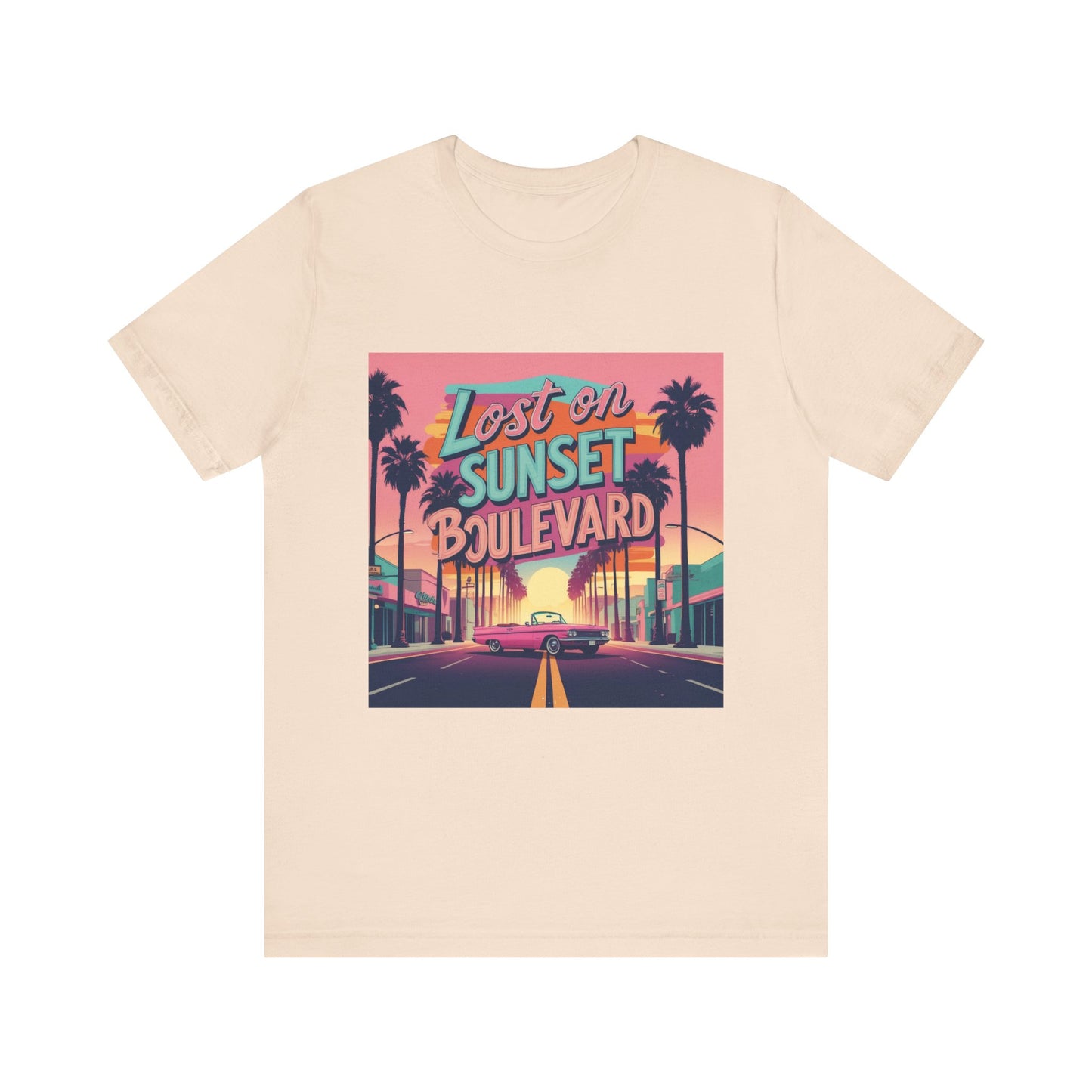 Retro Sunset Boulevard Tee - Unisex Jersey Short Sleeve T-Shirt, Vintage Vibe, Perfect for Summer, Road Trip Gift, Casual Wear, Beach Days