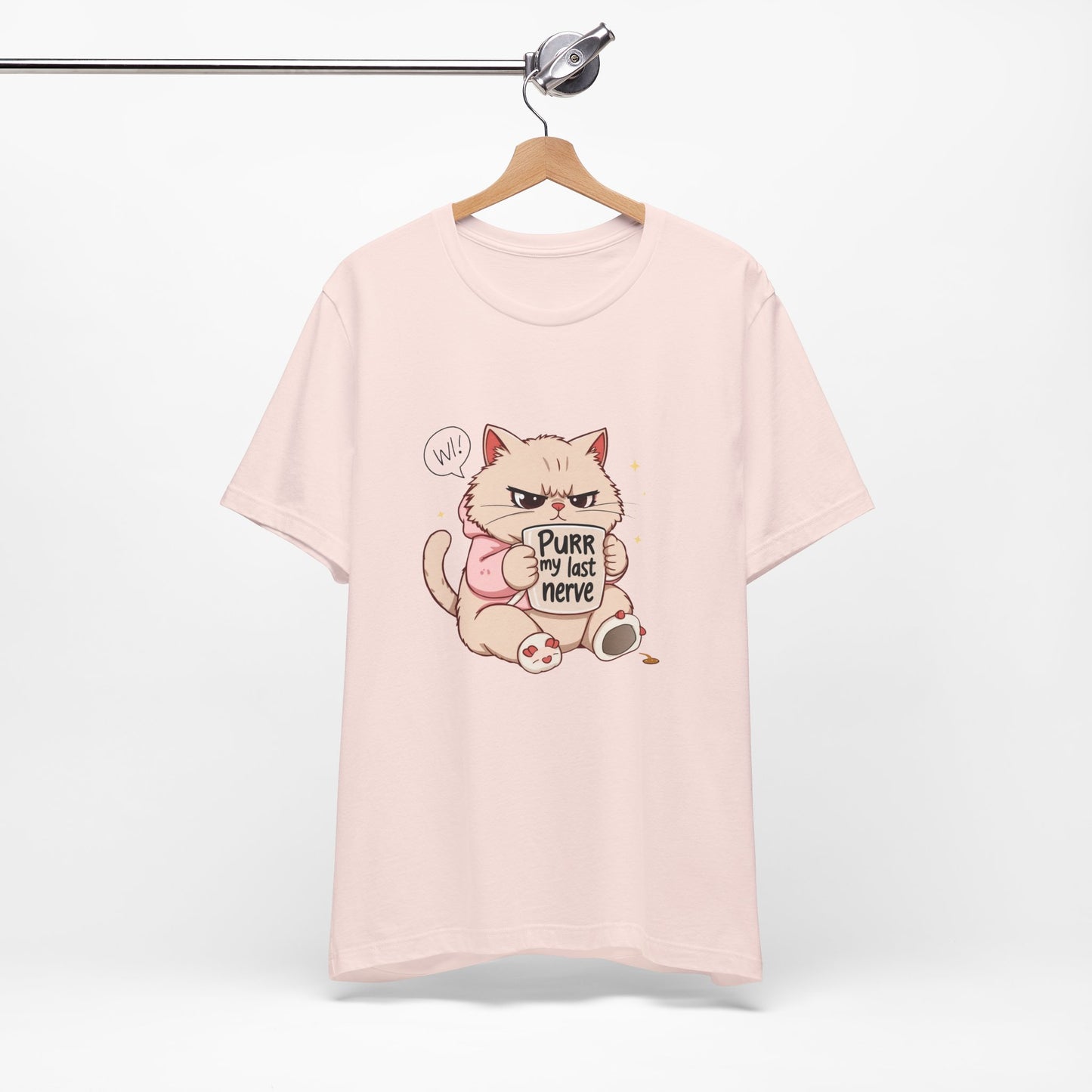 Funny Cat Tee - "Purr My Last Nerve" Unisex Jersey T-Shirt, Cute Animal Shirt, Gift for Cat Lovers, Birthday Gift, Humor Apparel