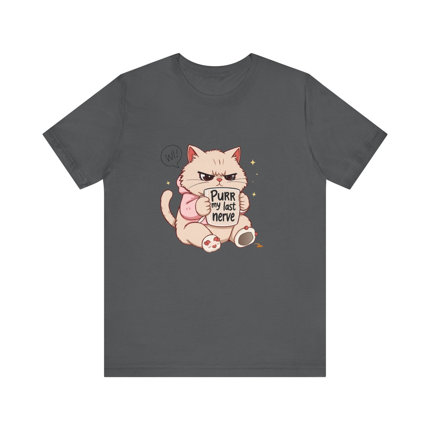 Funny Cat Tee - "Purr My Last Nerve" Unisex Jersey T-Shirt, Cute Animal Shirt, Gift for Cat Lovers, Birthday Gift, Humor Apparel