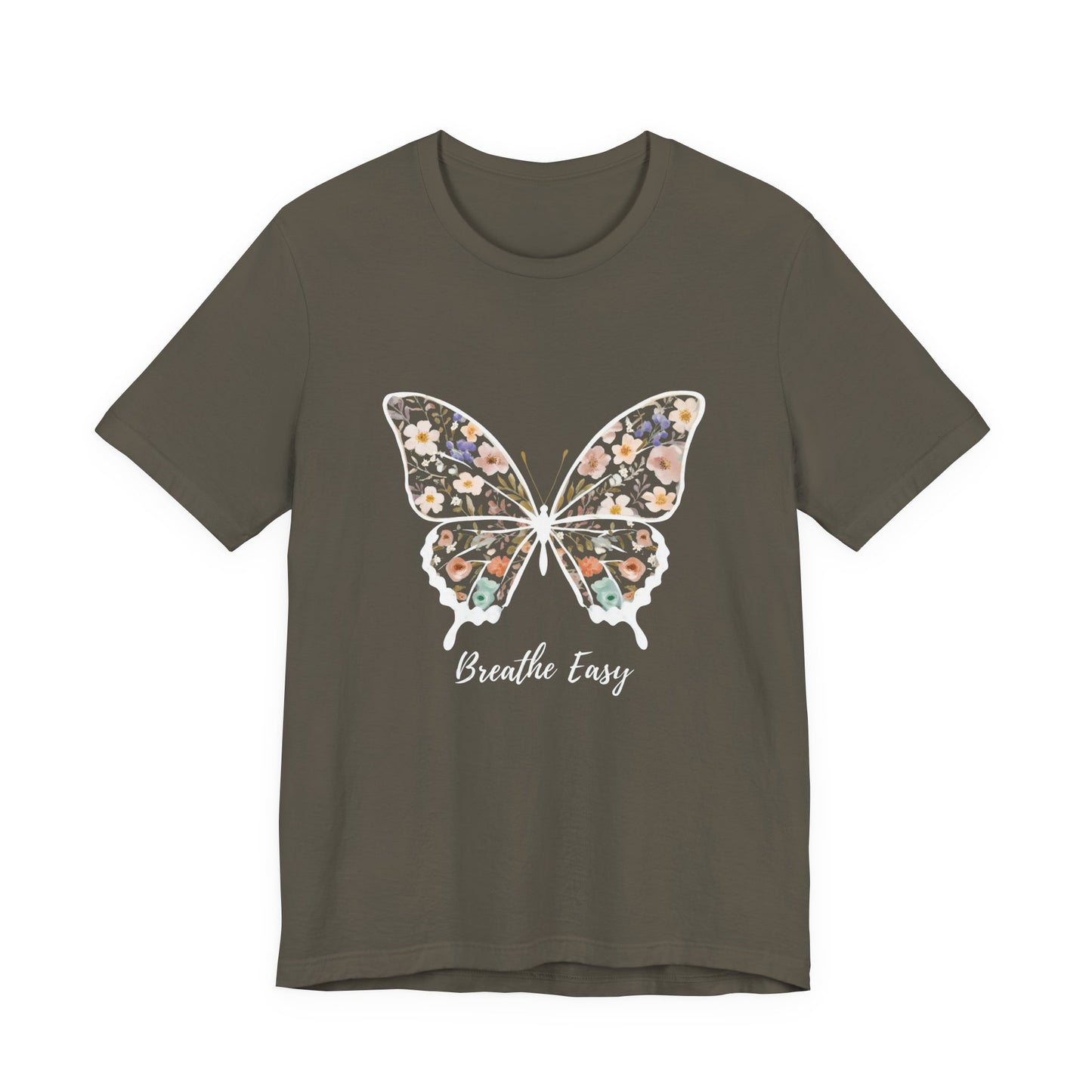Floral Butterfly 'Breathe Easy' Tee - Relaxed Fit Unisex T-Shirt, Gift for Nature Lovers, Inspirational Shirt, Casual Wear, Summer Top