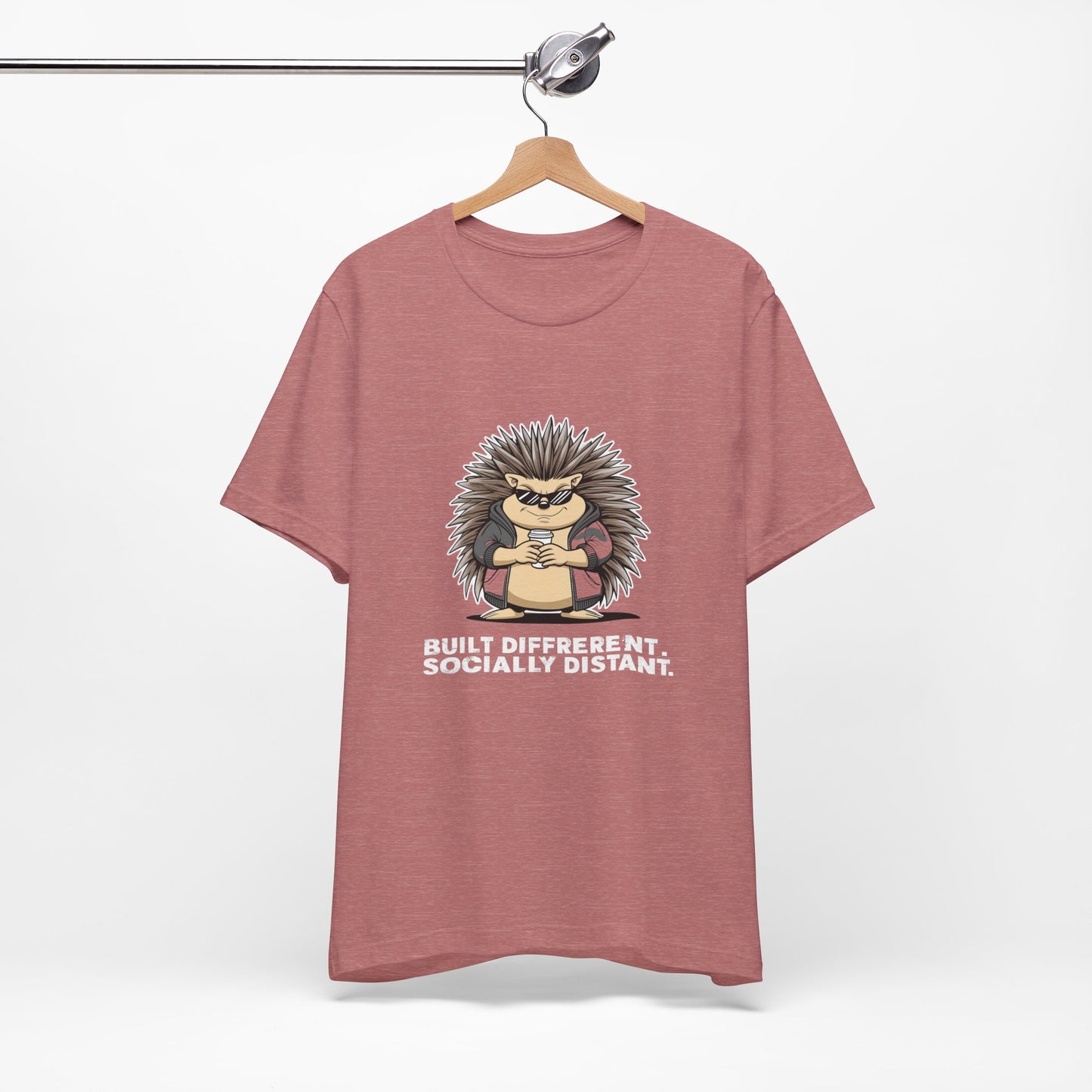 Quirky Socially Distant Tee, Graphic Tee, Casual Wear, Gift for Friends, Unisex T-Shirt, Hedgehog Humor Shirt