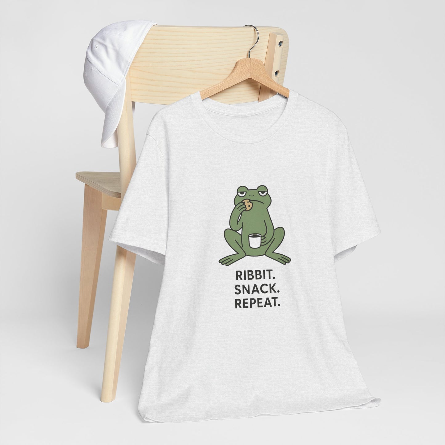 Frog Snack Vibes Unisex Tee - Fun Casual Shirt for Nature Lovers, Ribbit Snack Repeat Tee, Gift for Frog Enthusiasts, Eco-Friendly Fashion