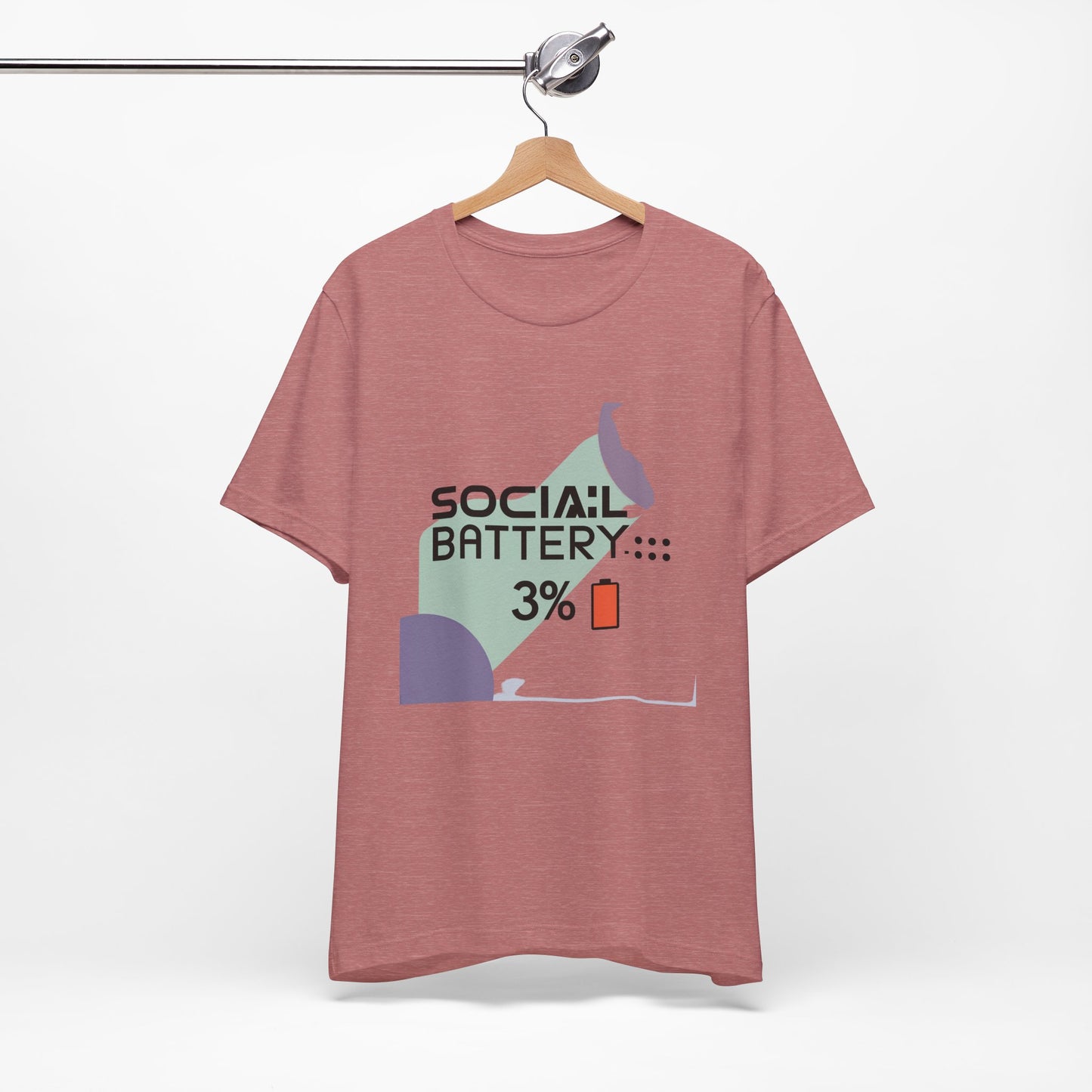 Social Battery 3% Unisex Tee, Perfect Gift for Friends, Casual Style, Graphic Tee, Party Wear, Social Media Lover Shirt