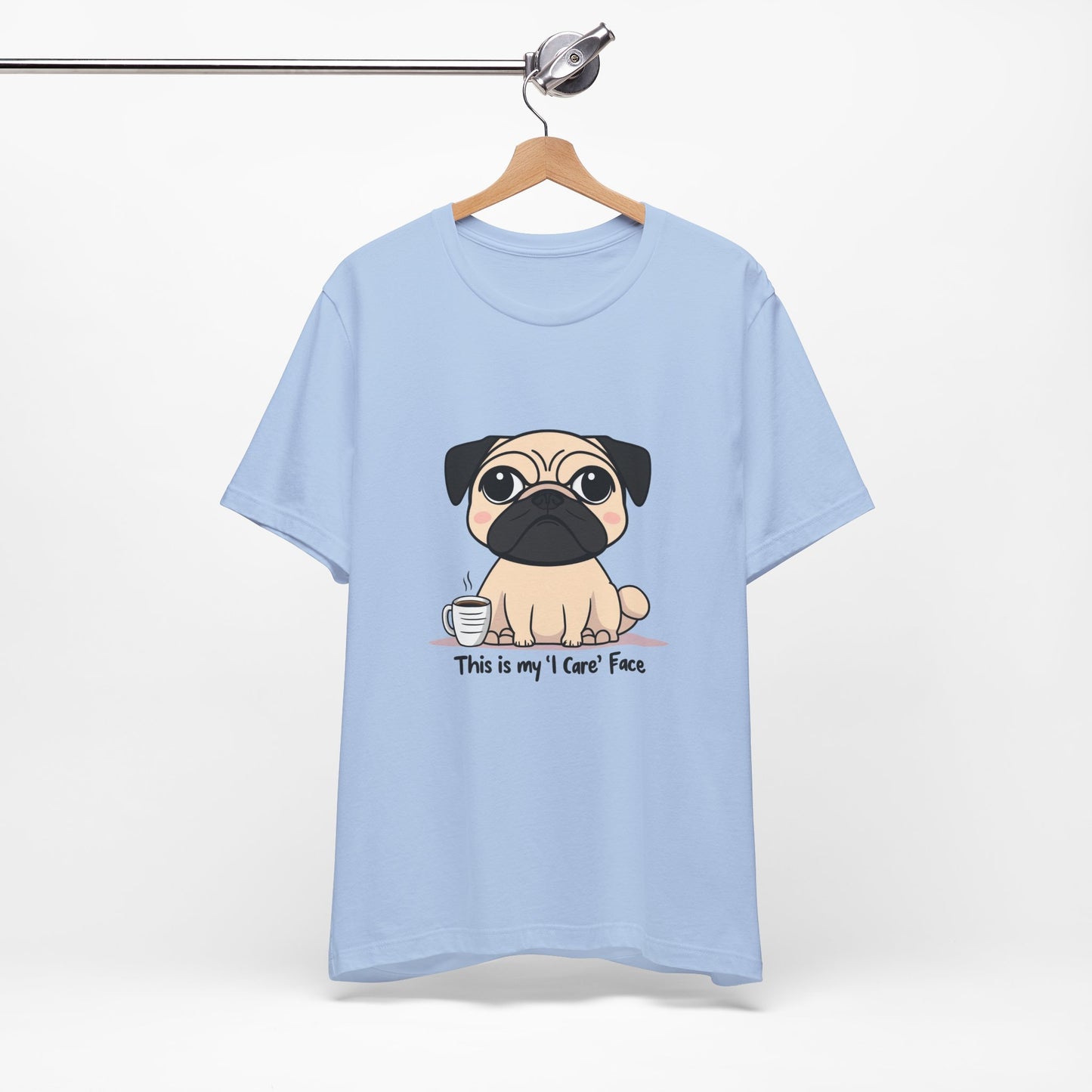 Cute Pug Tee - This is my 'I Care' Face T-Shirt, Dog Lover Gift, Animal Lover Apparel, Funny Pet T-Shirt, Casual Everyday Wear