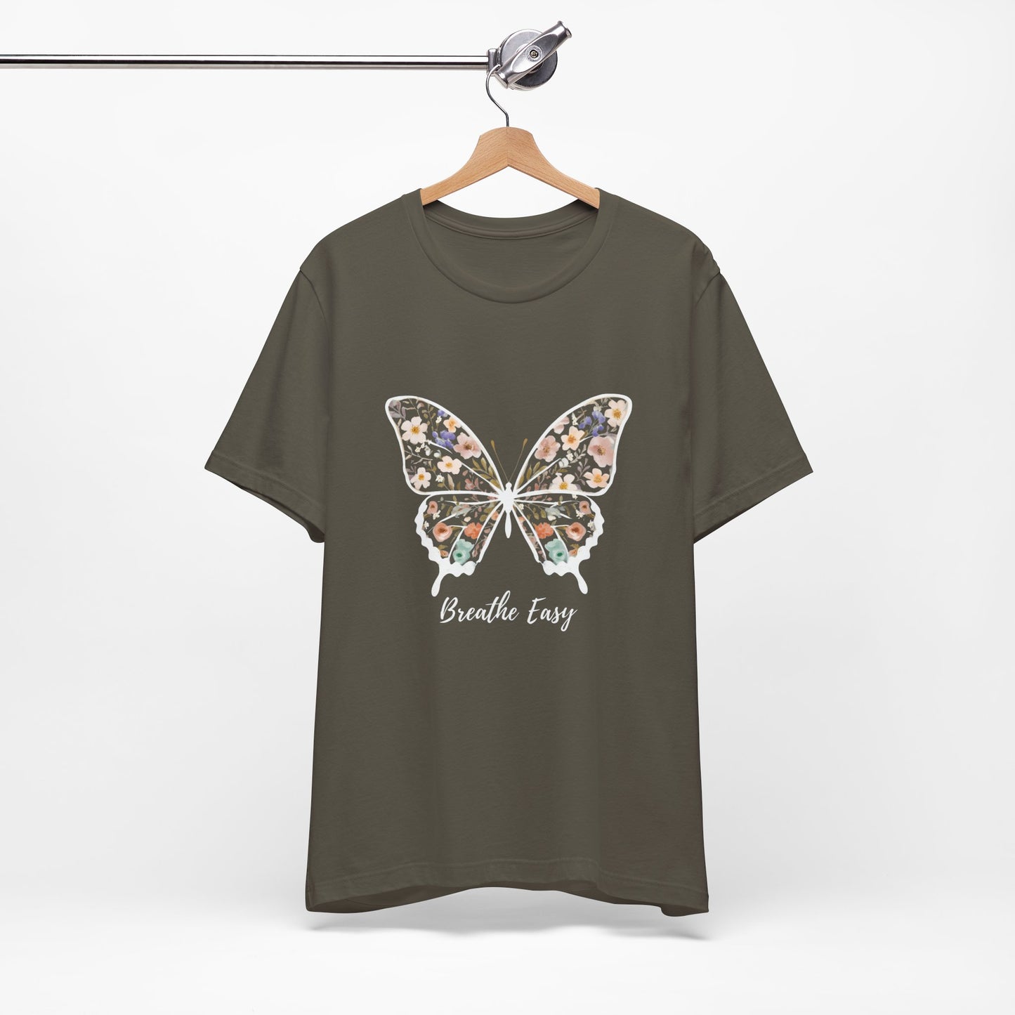 Floral Butterfly 'Breathe Easy' Tee - Relaxed Fit Unisex T-Shirt, Gift for Nature Lovers, Inspirational Shirt, Casual Wear, Summer Top