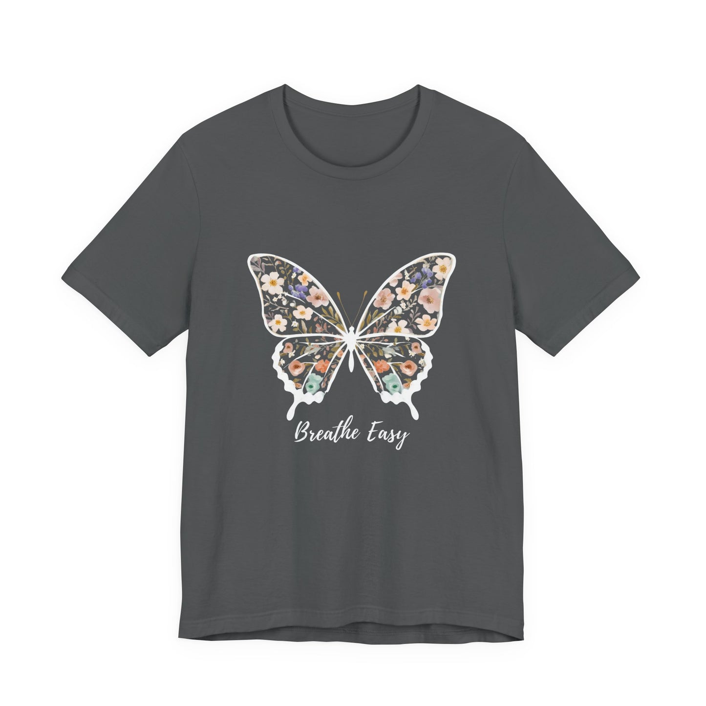 Floral Butterfly 'Breathe Easy' Tee - Relaxed Fit Unisex T-Shirt, Gift for Nature Lovers, Inspirational Shirt, Casual Wear, Summer Top