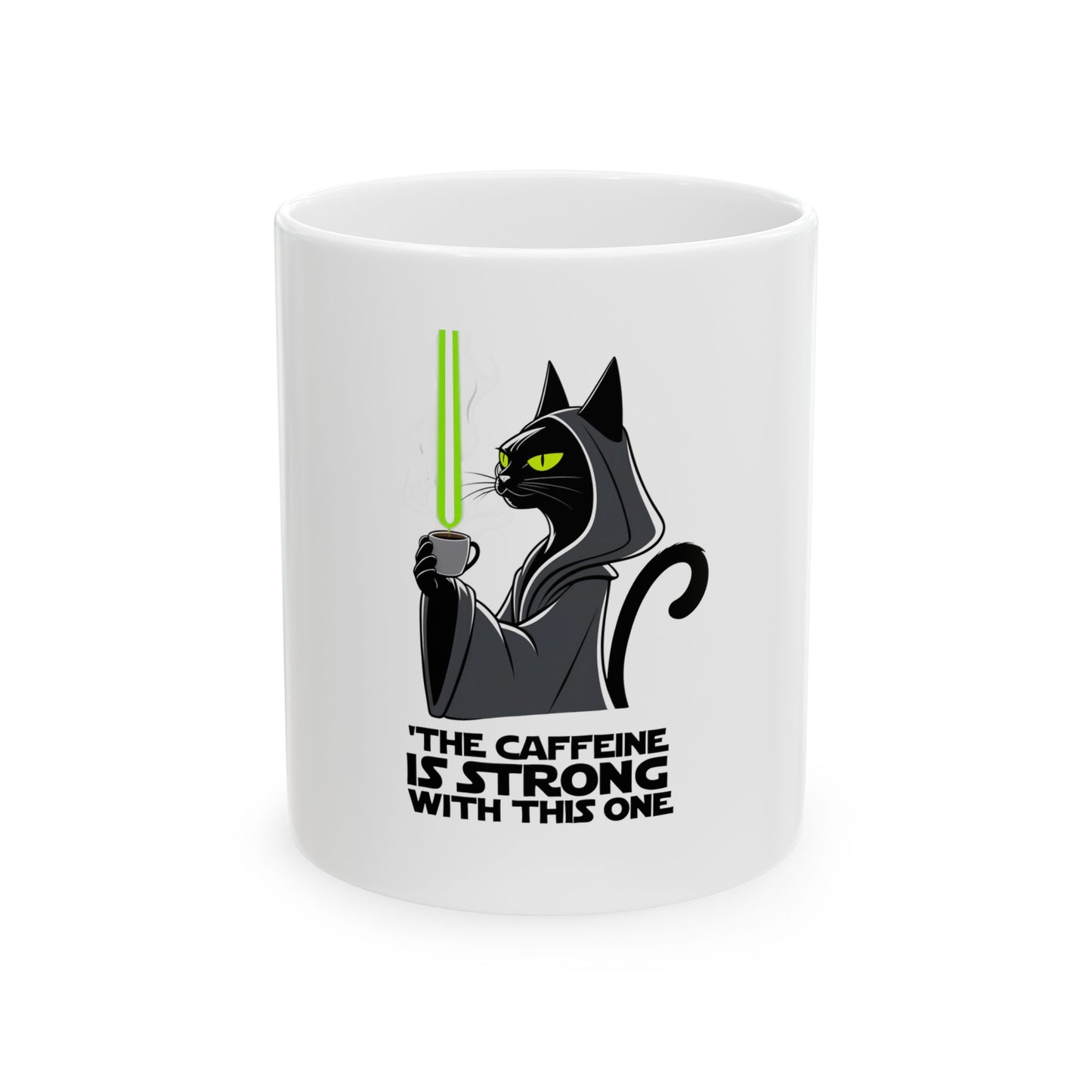 Star Wars Inspired Cat Mug, Funny Cat Coffee Cup, Geeky Gift for Cat Lovers, Unique Ceramic Mug for Caffeine Lovers, 11oz and 15oz