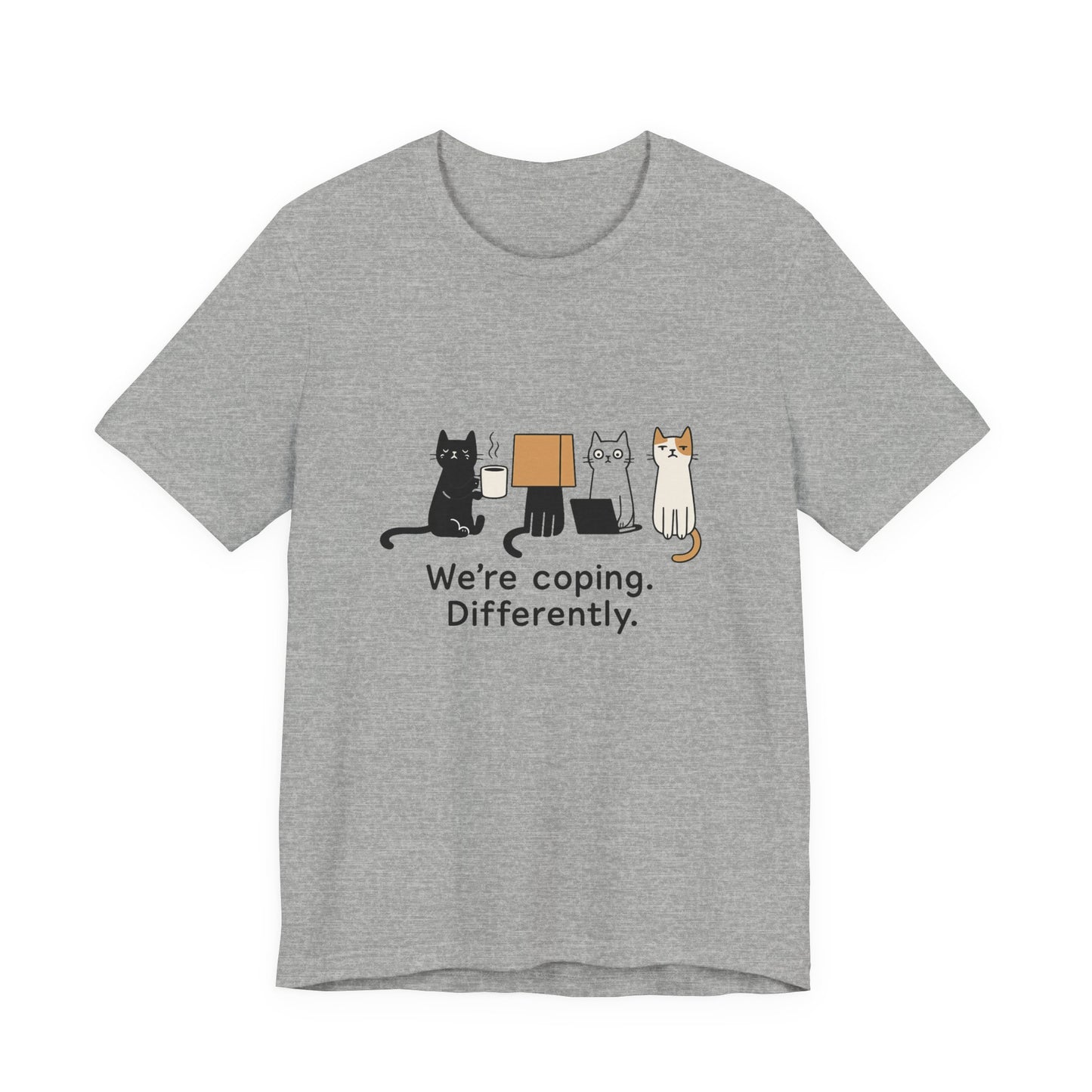 Coping Cat Tee, Unisex T-Shirt, Funny Cat Lover Gift, Unique Pet Owners Shirt, Gift for Cat Enthusiasts