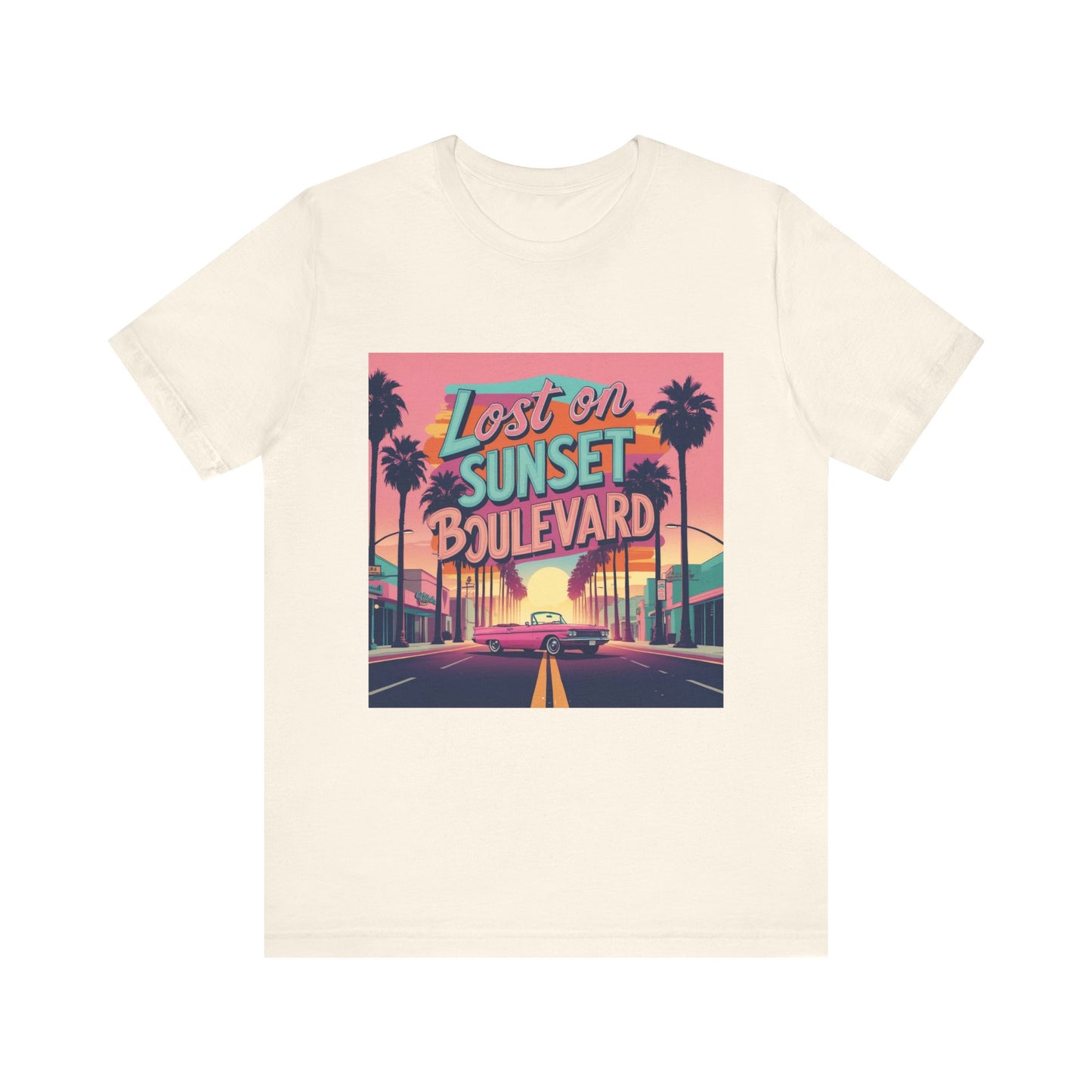 Retro Sunset Boulevard Tee - Unisex Jersey Short Sleeve T-Shirt, Vintage Vibe, Perfect for Summer, Road Trip Gift, Casual Wear, Beach Days
