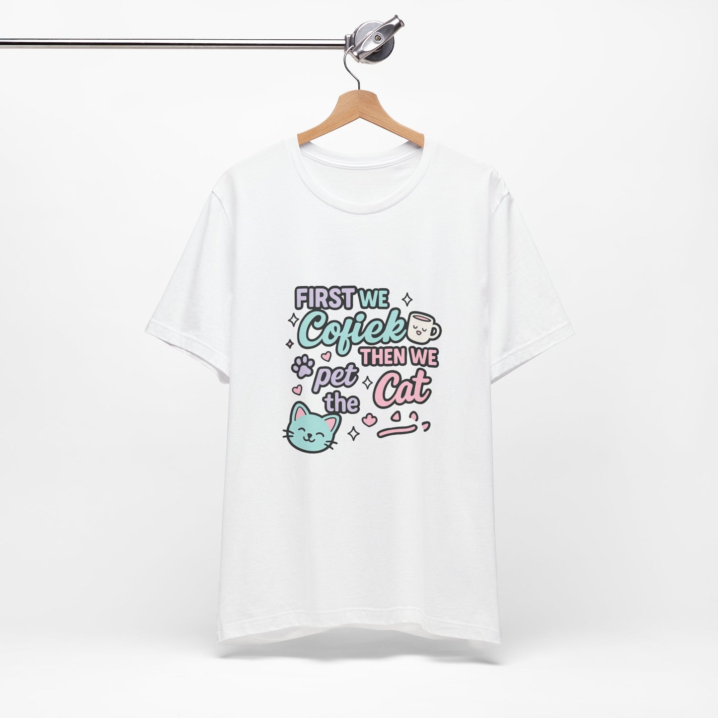 Cute Cat Lover Tee, Coffee Shirt, Pet Lover Gift, Animal Shirt, Cat Lover Apparel, Unisex T-Shirt