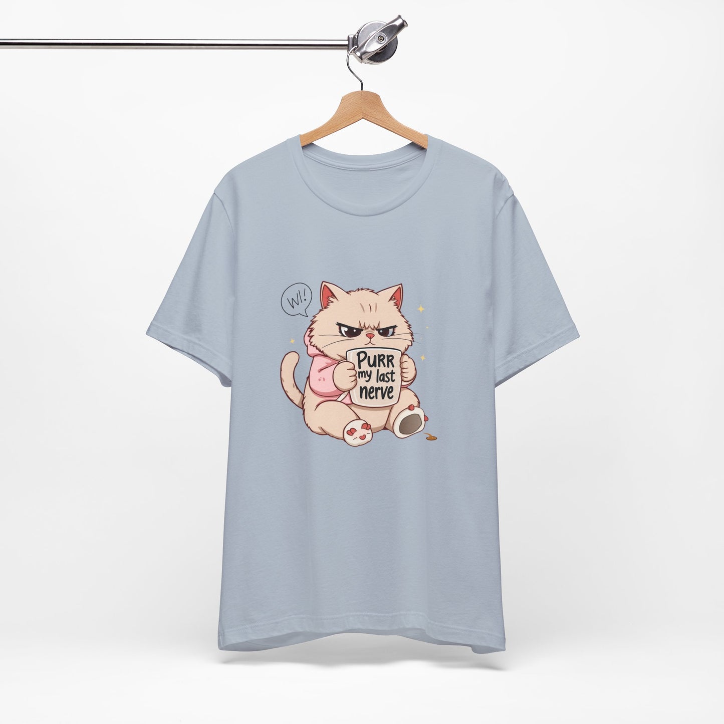 Funny Cat Tee - "Purr My Last Nerve" Unisex Jersey T-Shirt, Cute Animal Shirt, Gift for Cat Lovers, Birthday Gift, Humor Apparel