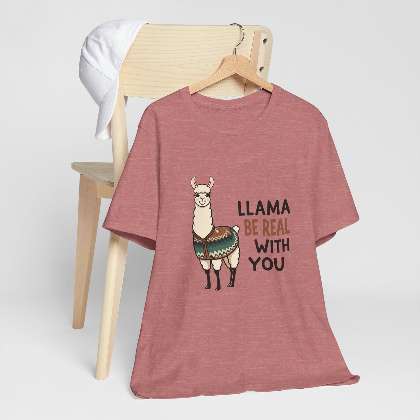 Llama Graphic Tee - Be Real With You - Cute Animal T-Shirt, Funny Shirt for Animal Lovers, Ideal Gift for Friends, Casual Wear