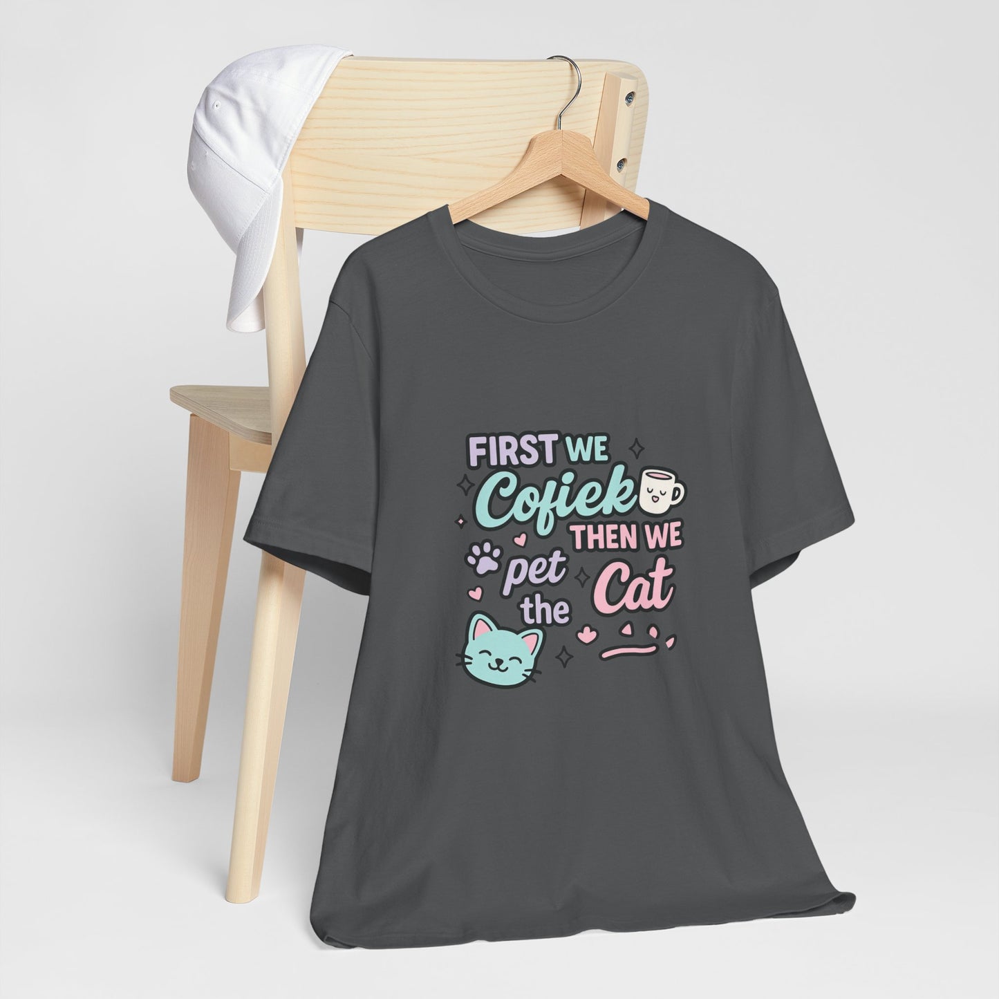 Cute Cat Lover Tee, Coffee Shirt, Pet Lover Gift, Animal Shirt, Cat Lover Apparel, Unisex T-Shirt
