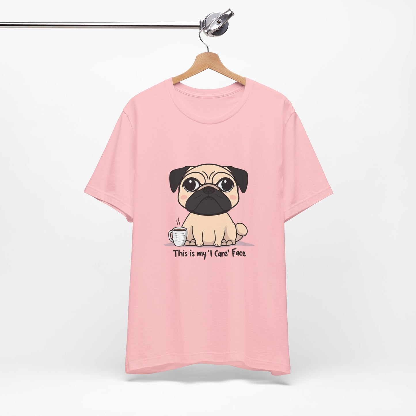 Cute Pug Tee - This is my 'I Care' Face T-Shirt, Dog Lover Gift, Animal Lover Apparel, Funny Pet T-Shirt, Casual Everyday Wear