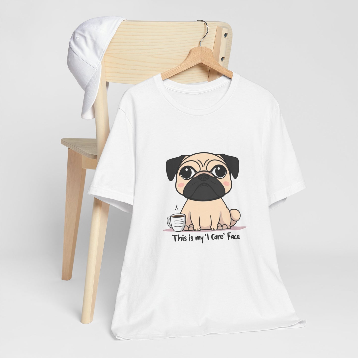 Cute Pug Tee - This is my 'I Care' Face T-Shirt, Dog Lover Gift, Animal Lover Apparel, Funny Pet T-Shirt, Casual Everyday Wear